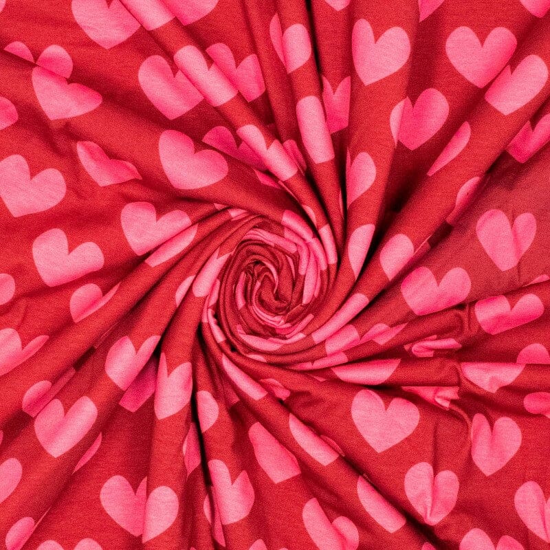 Baumwolljersey - Hearty Hearts - rot pink Fabric poshpinks