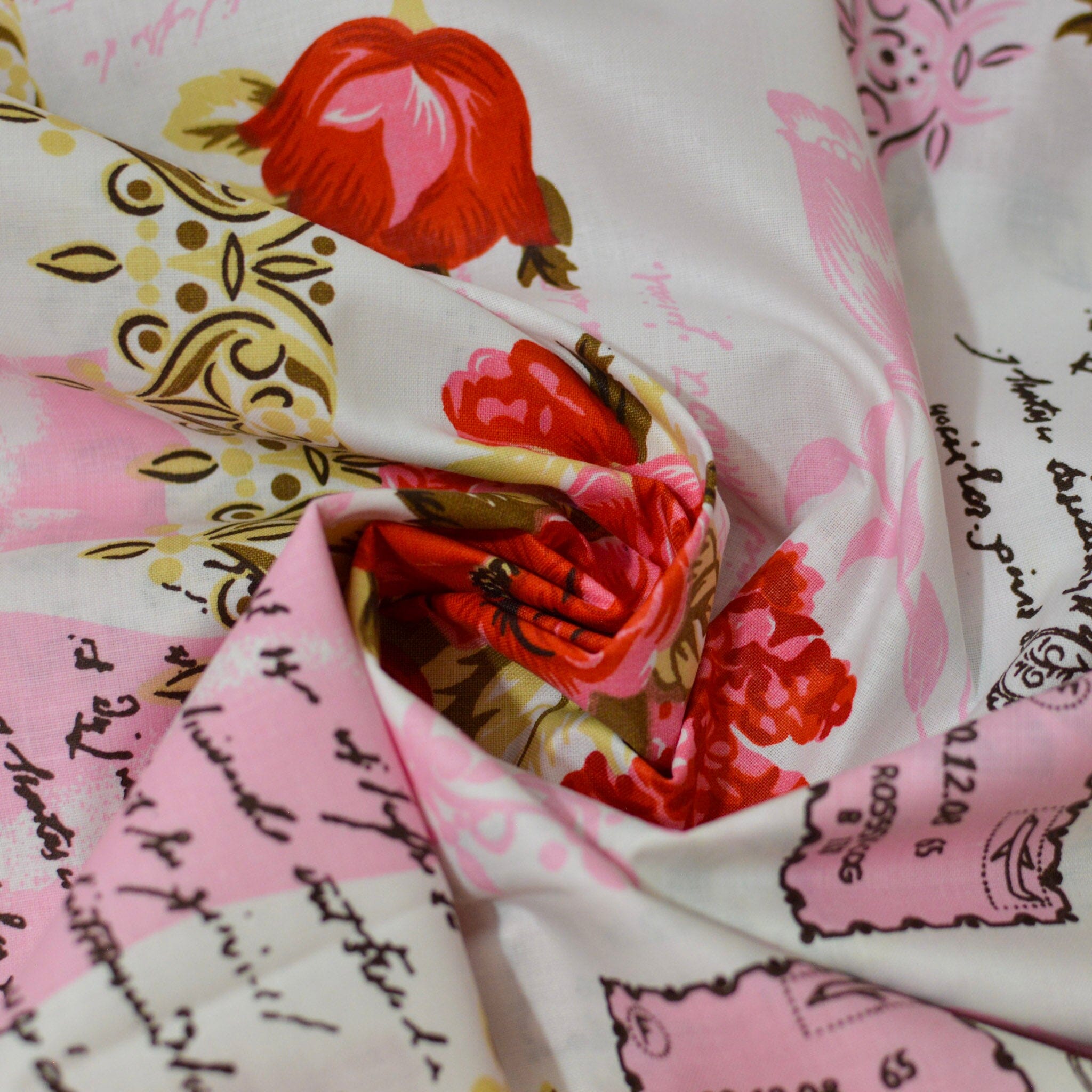 Baumwolle - Popeline - Letter & Flowers Fabric poshpinks