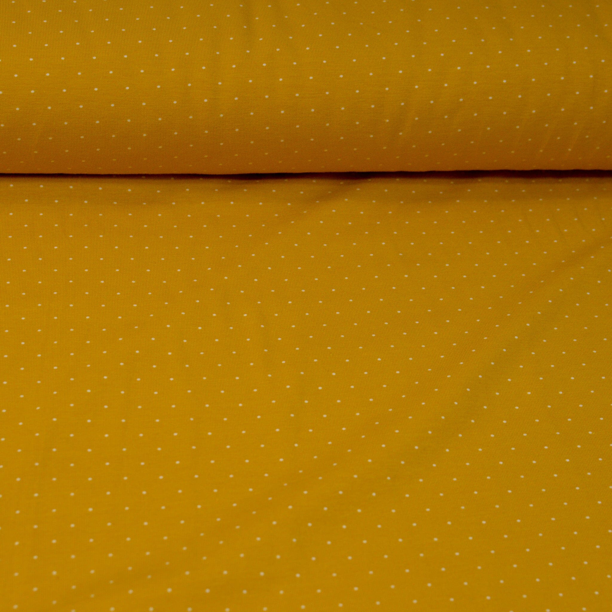 Baumwolljersey - mini dots - senfgelb Fabric poshpinks