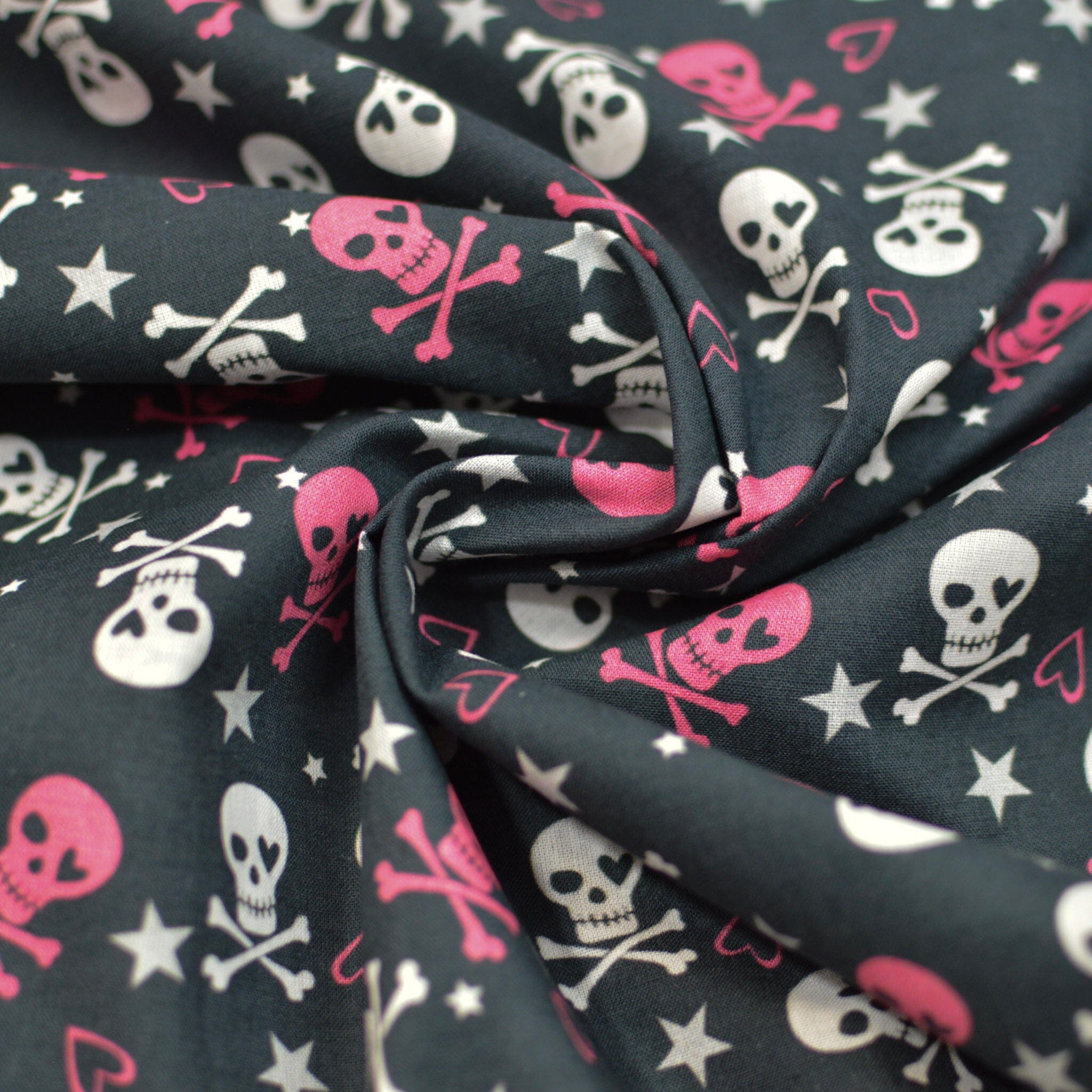 Baumwolle - Popeline - Totenköpfe bunt Fabric poshpinks