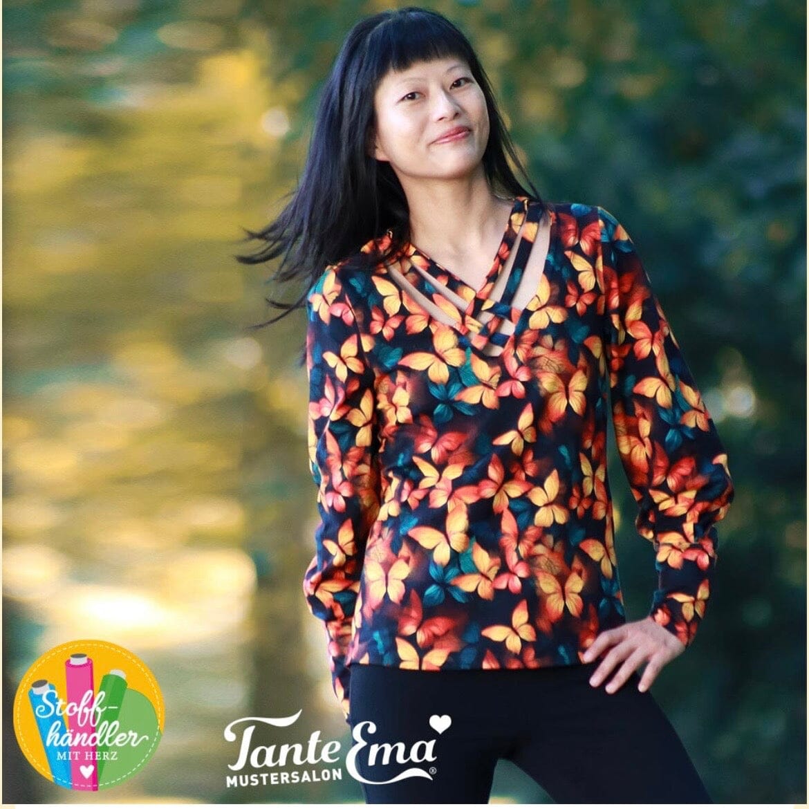 Vorbestellung - Stoffhändler mit Herz Eigenproduktion - Feuerschmetterlinge by Tante Ema - French Terry Fabric poshpinks