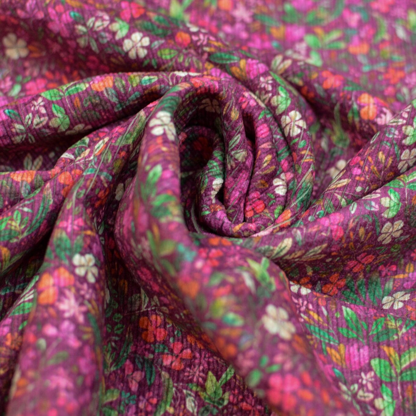 Stretch Cord - millefleur framboise rosé Fabric poshpinks