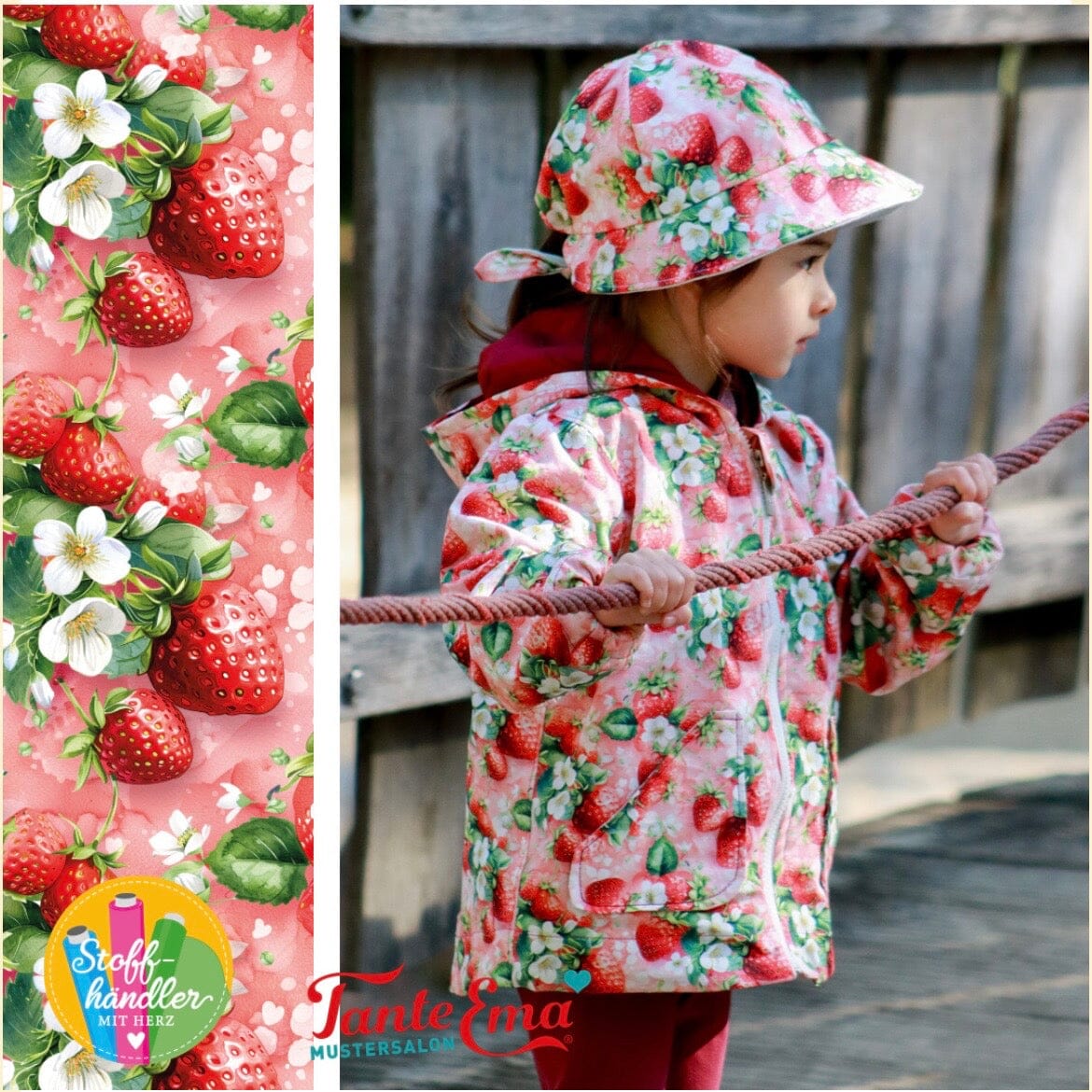 Vorbestellung - Stoffhändler mit Herz Eigenproduktion - Berrylicious by Tante Ema - Baumwolljersey Fabric poshpinks