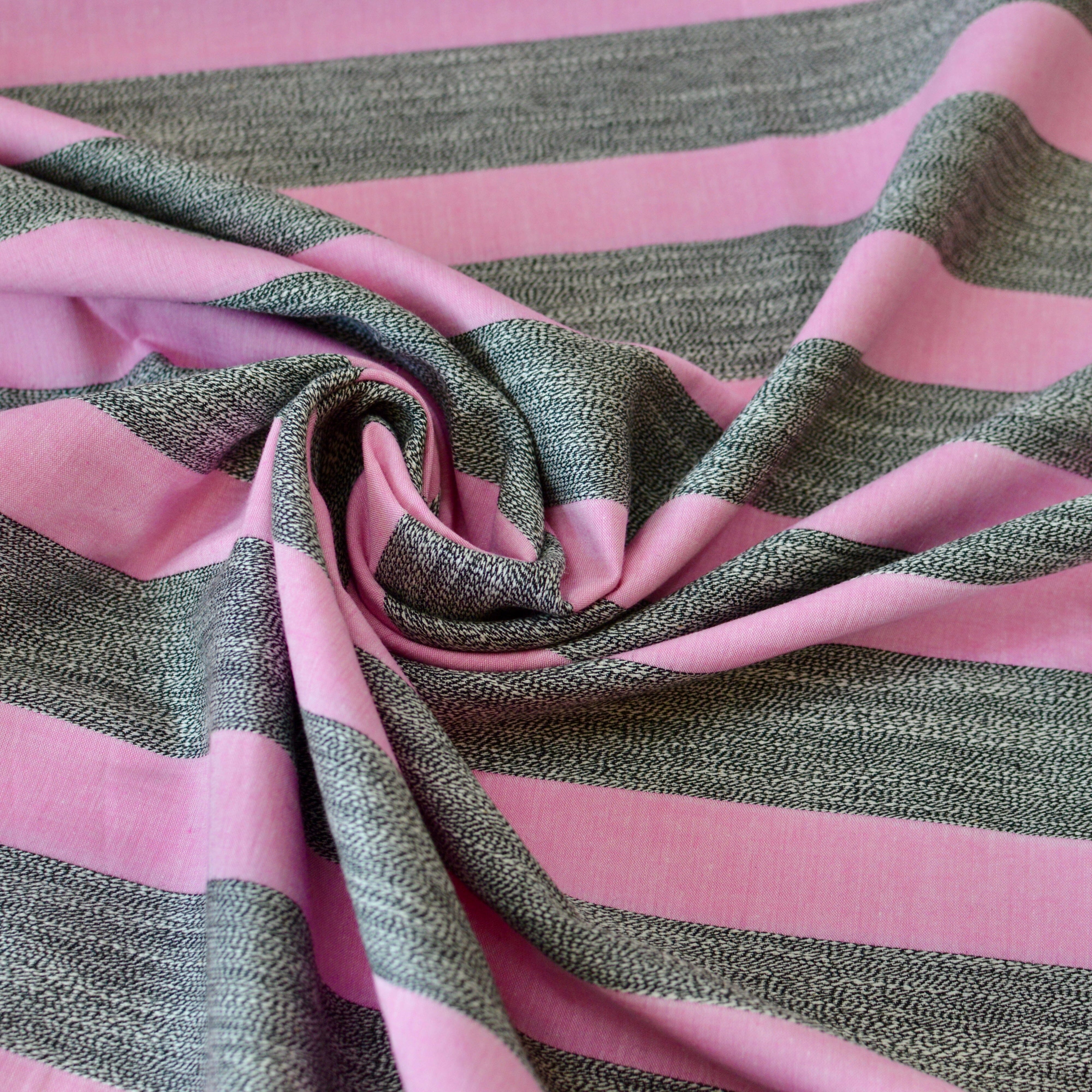 Baumwollmix - Webware mit Blockstreifen - rosa & grau Fabric poshpinks