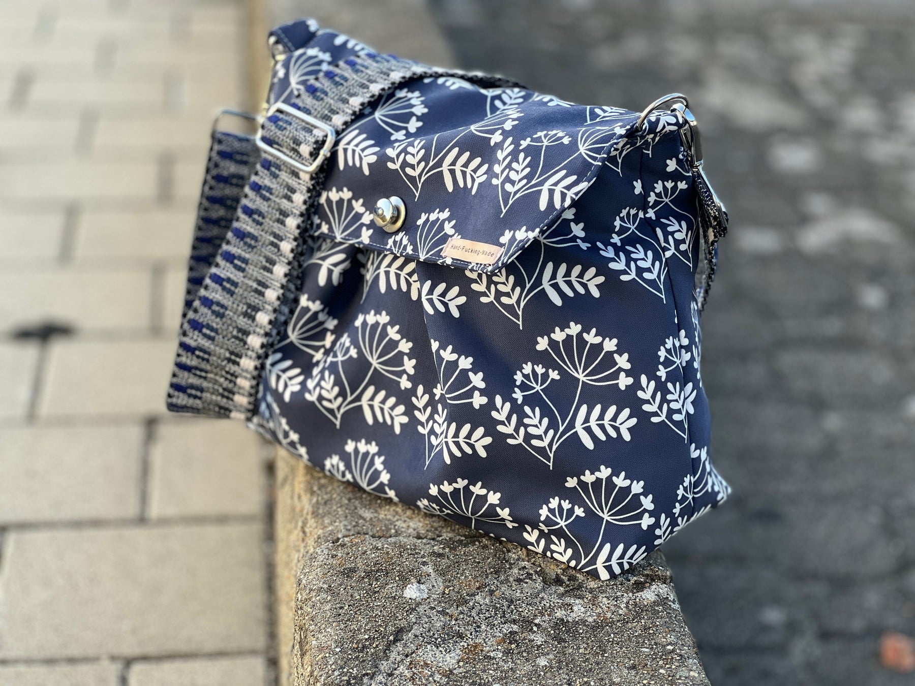 Limited pre order Tender recycling Canvas " Blütenzauber " navy by emjo_design Fabric poshpinks
