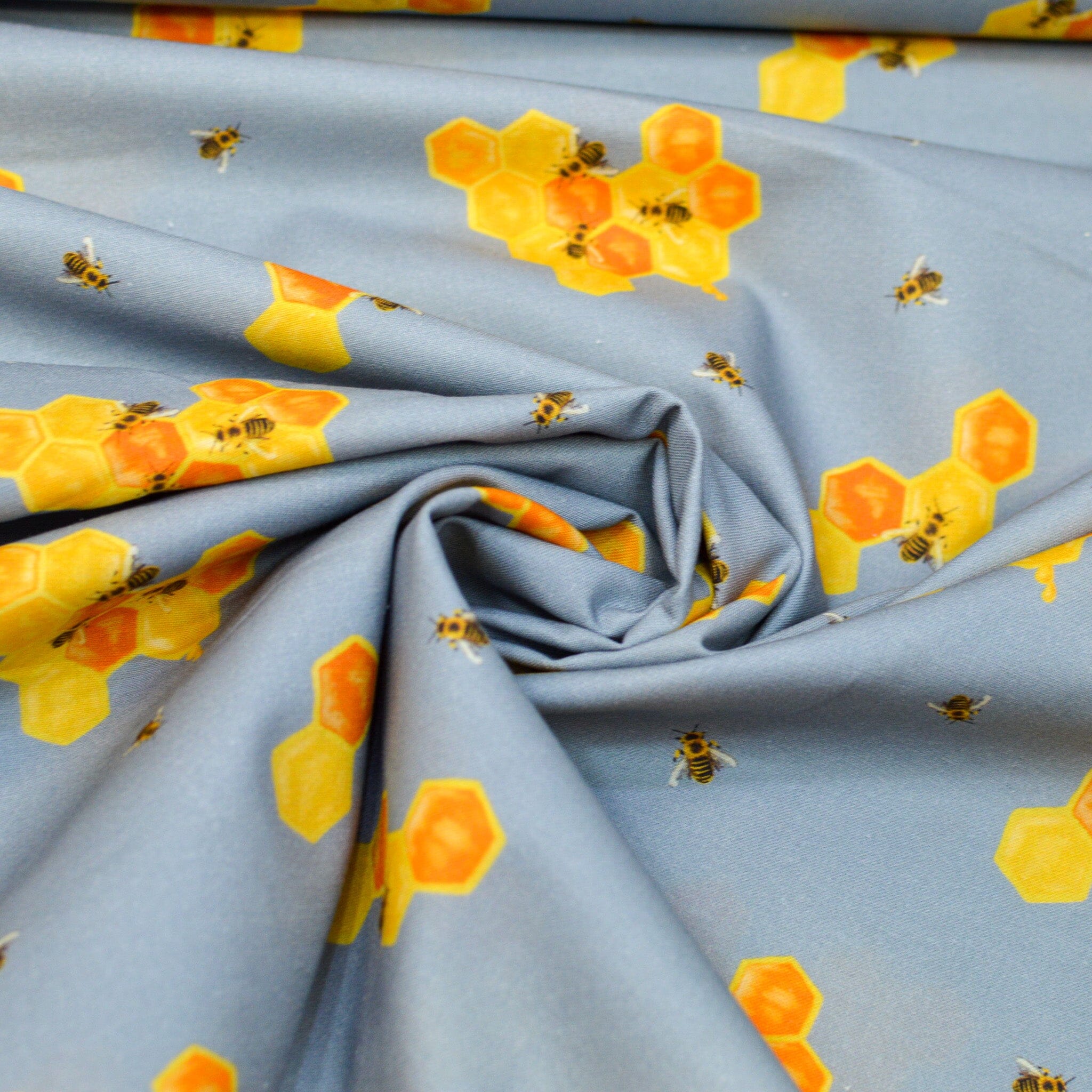Baumwoll Popeline - Bienen & Waben - grau Fabric poshpinks