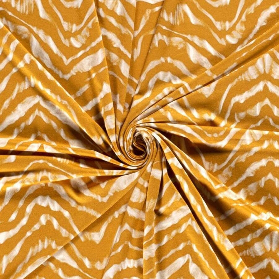 Viskosejersey - Batik Wellen - Gelb ecru Fabric poshpinks