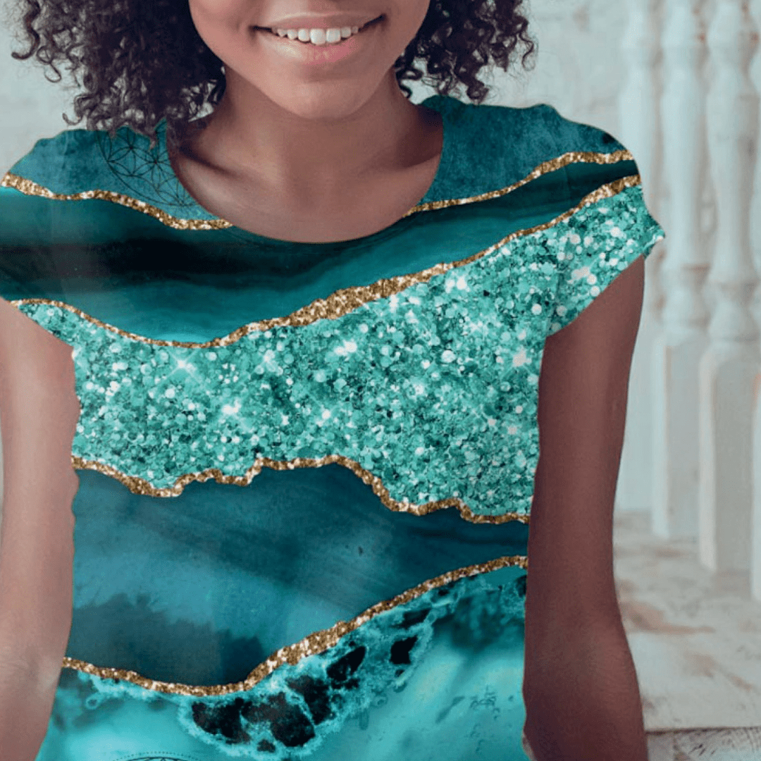 Vorbestellung - Stoffhändler mit Herz Eigenproduktion - Galaxy Marbel Teal by Tante Ema - Baumwolljersey Fabric poshpinks