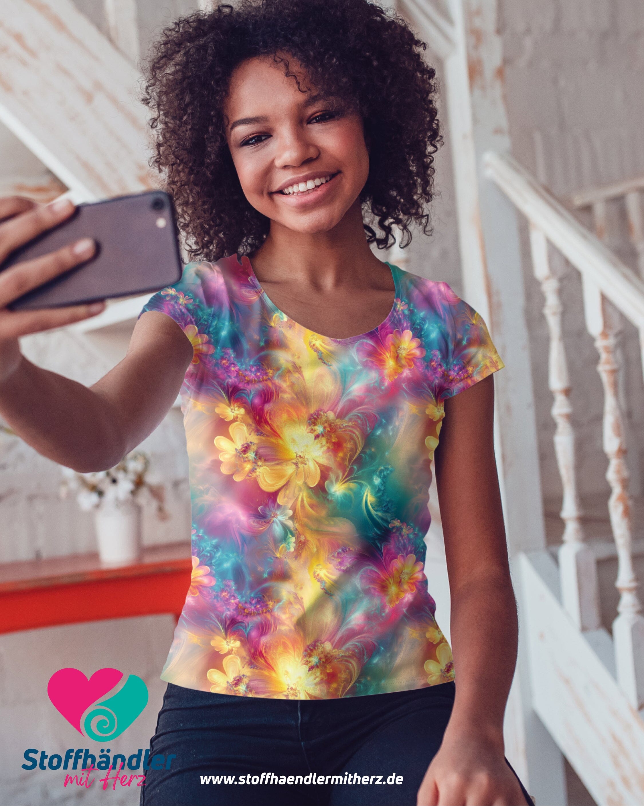 Vorbestellung - Stoffhändler mit Herz Eigenproduktion 19 - Dreamy Blossom by Tante Ema - Baumwolljersey Fabric poshpinks