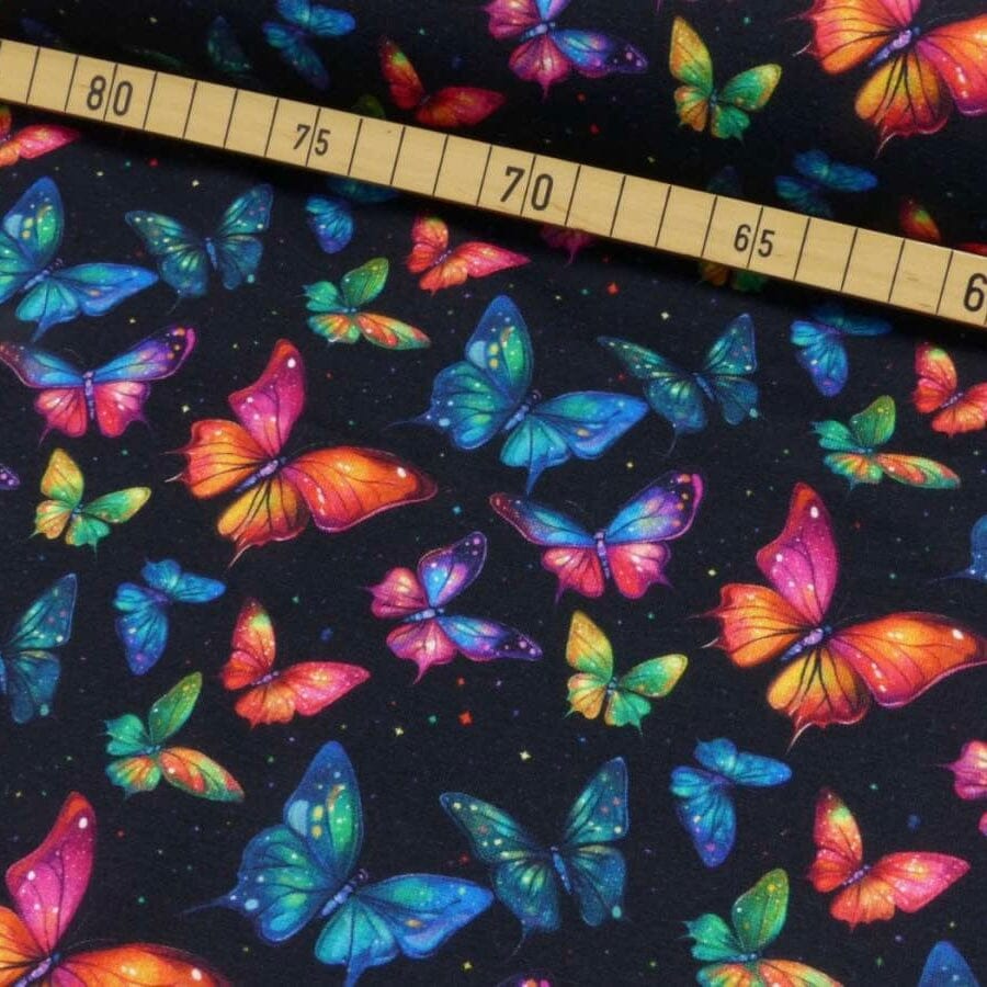 French Terry - Rainbow Butterflies - Bunte Schmetterlinge