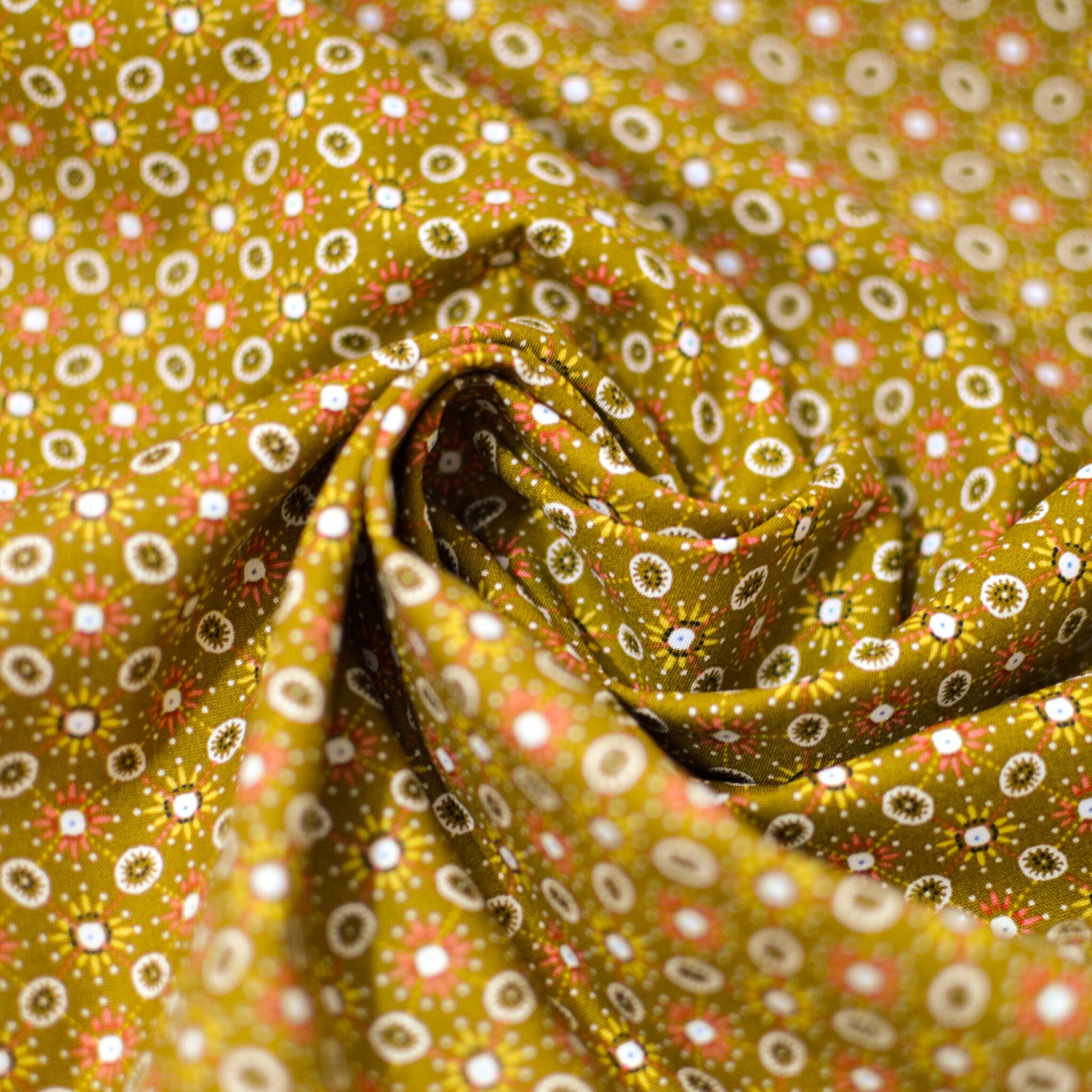 Baumwolle - Popeline - sparkling Happiness - Senfgelb dunkel Fabric poshpinks