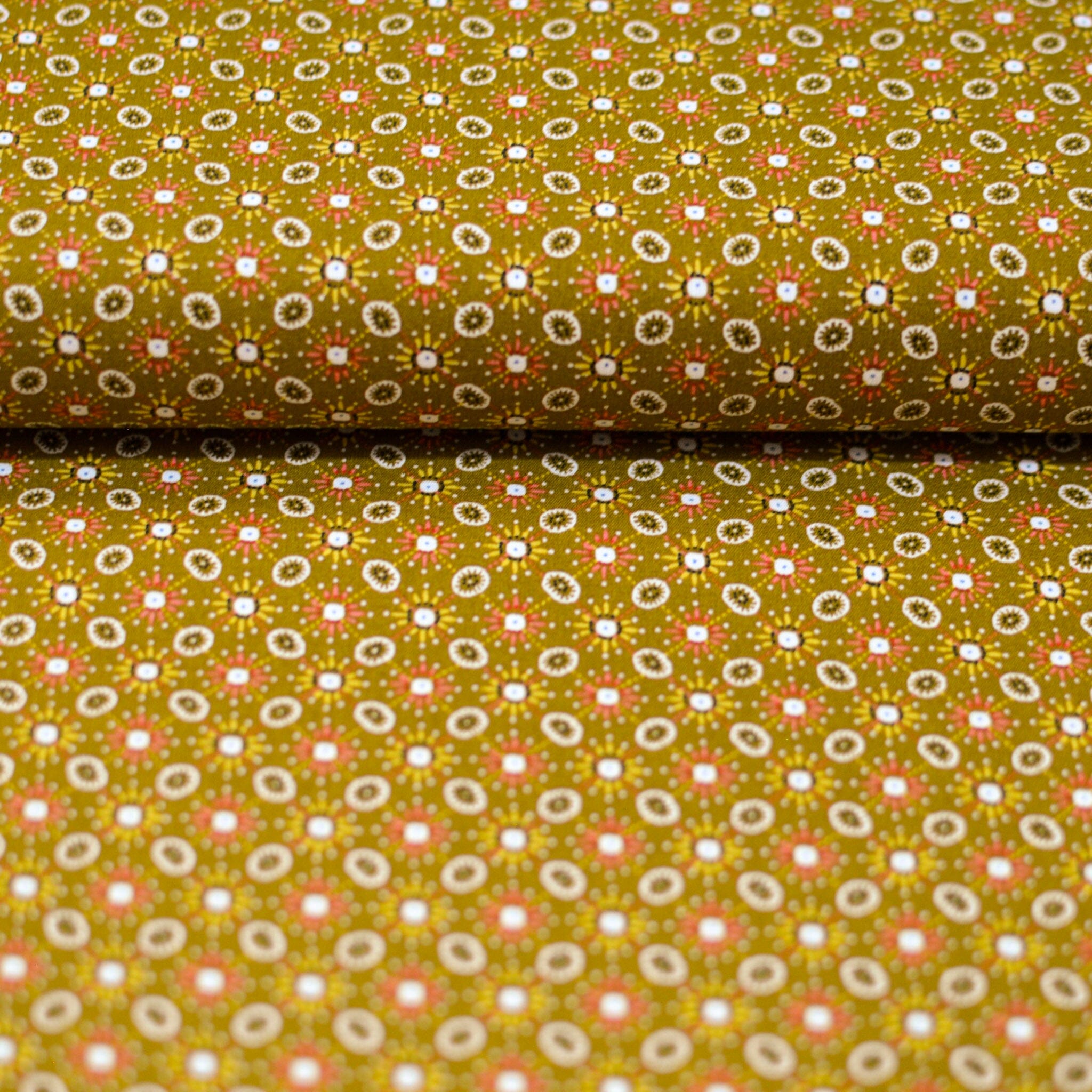 Baumwolle - Popeline - sparkling Happiness - Senfgelb dunkel Fabric poshpinks