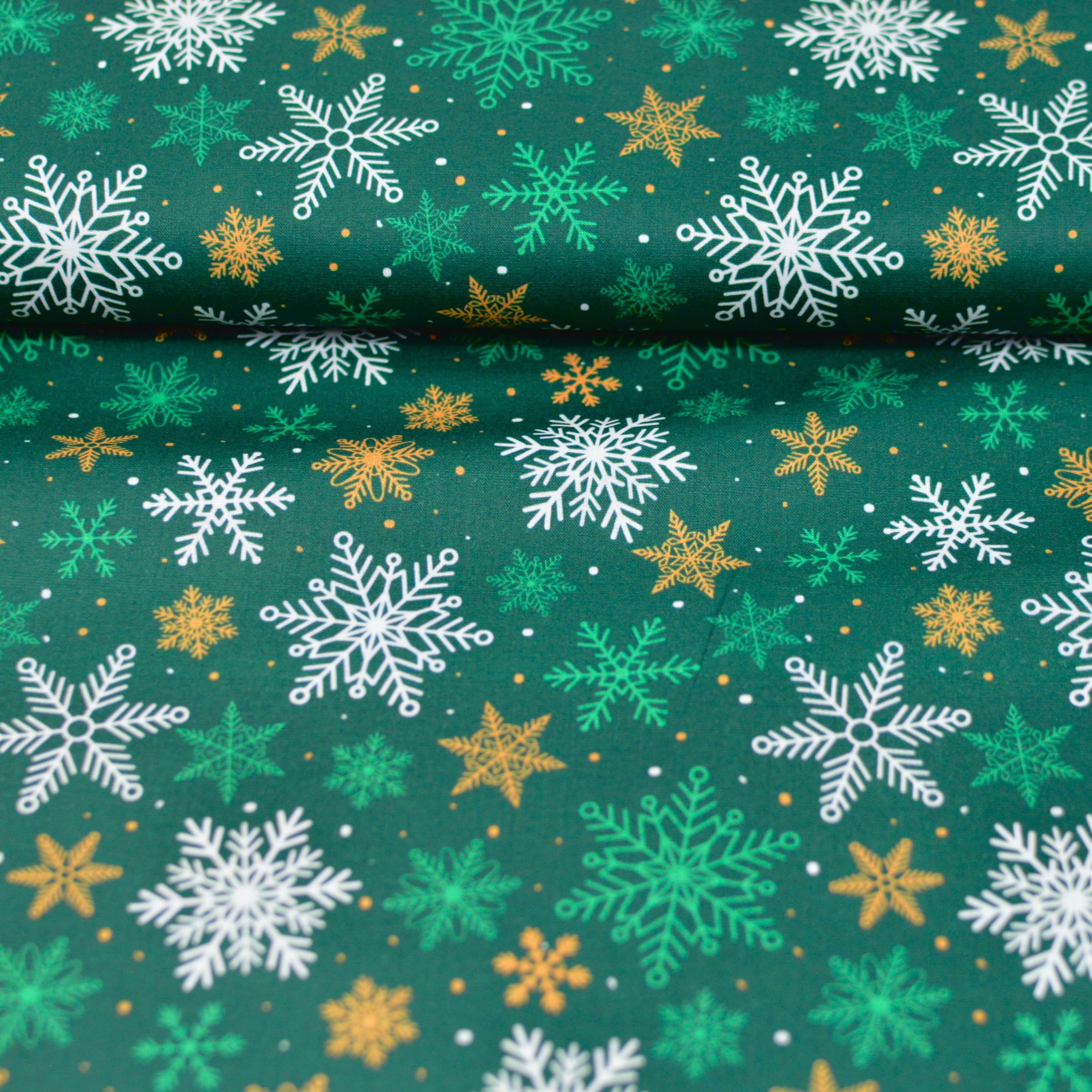 Baumwoll Popeline - Christmas - Green Golden Stars - Weihnachtliche Sterne grün goldgelb (Kopie) Fabric poshpinks