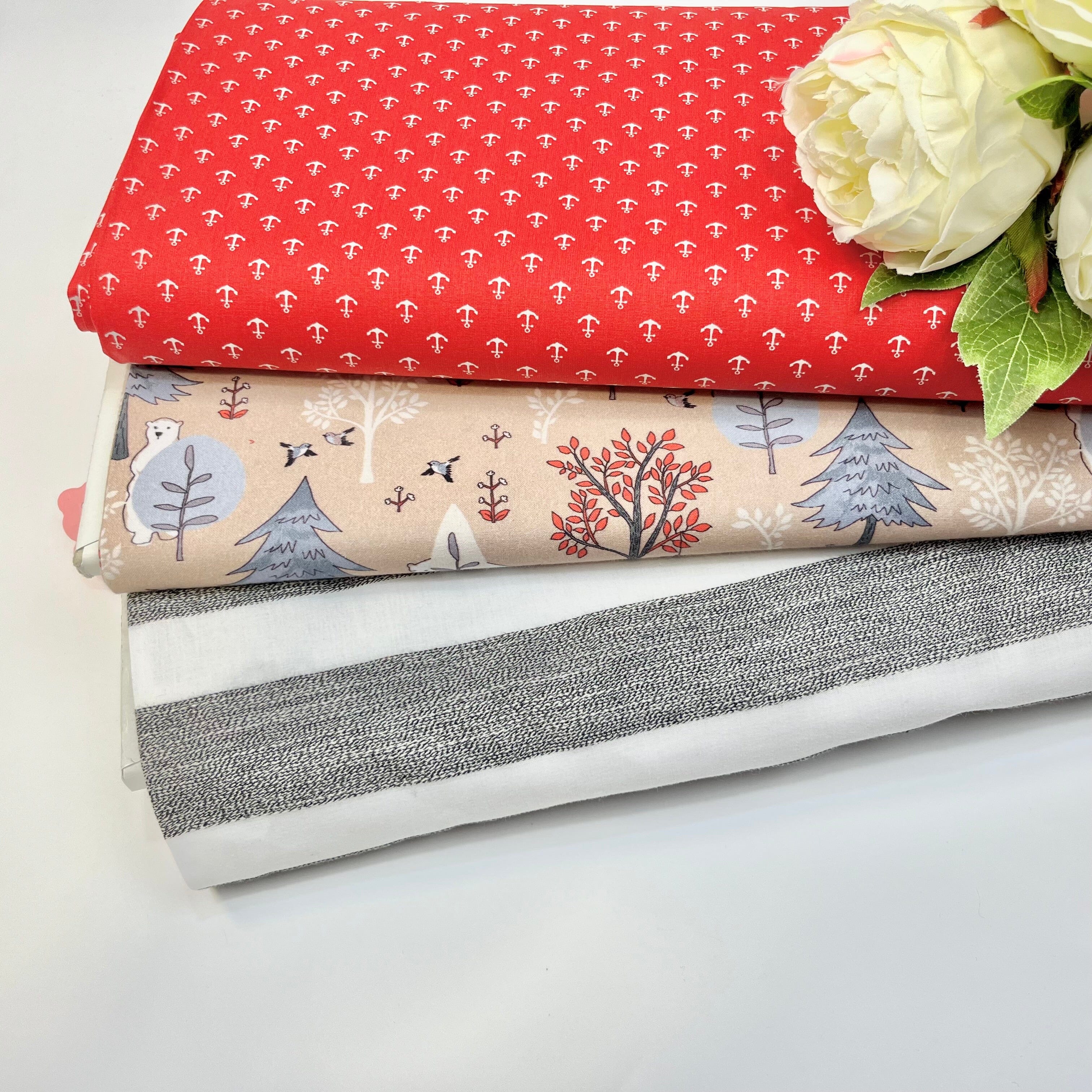Baumwoll Popeline Anker - Mini - rot weiß Fabric poshpinks