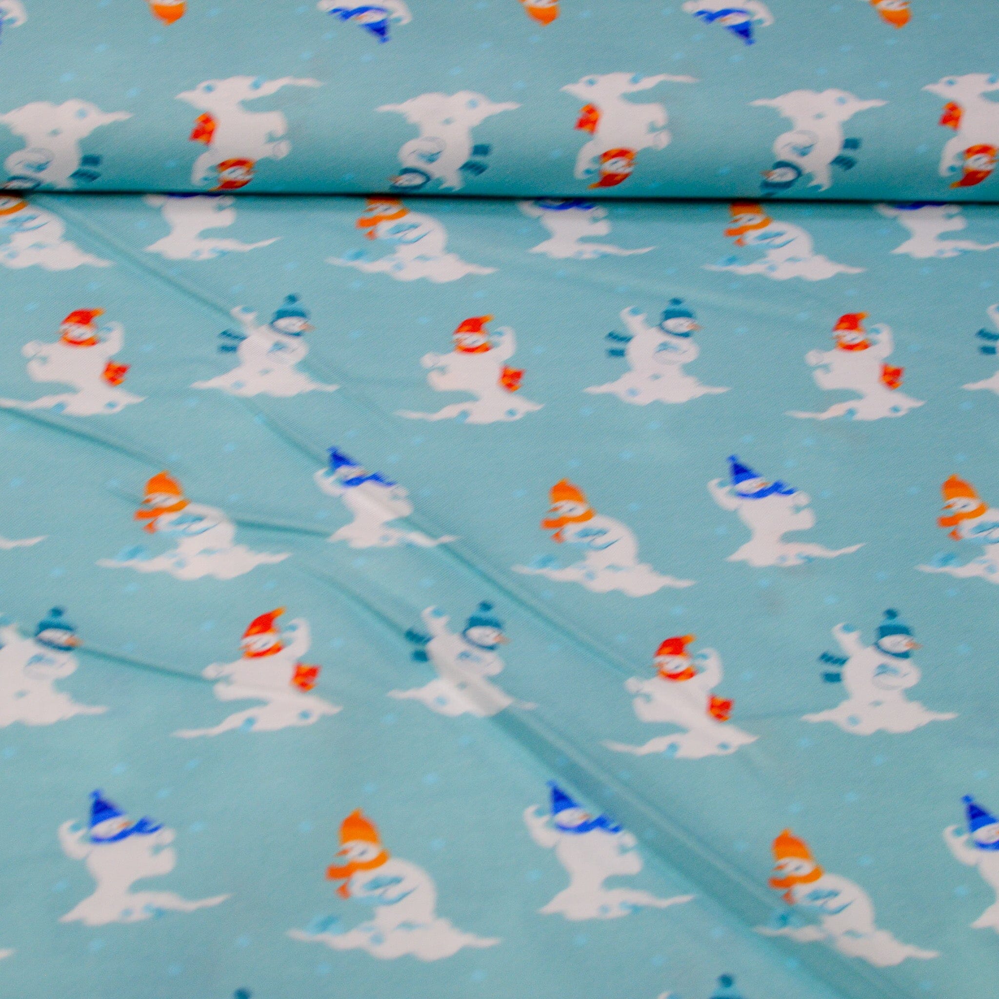 Baumwoll Popeline - Tante EMA - Snowman eisblau Fabric poshpinks