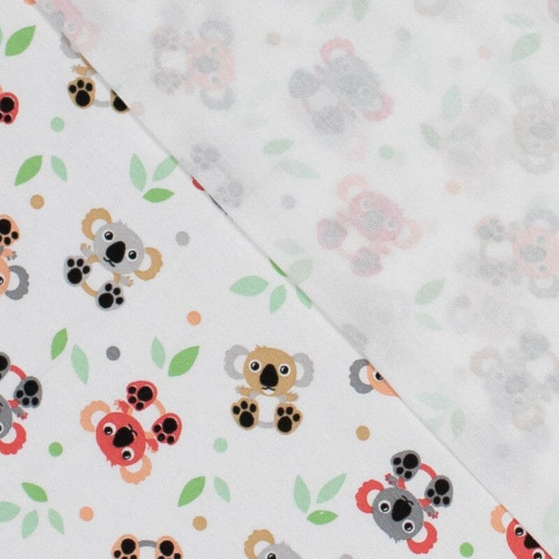 Baumwolljersey - Koala - weiß bunt Fabric poshpinks