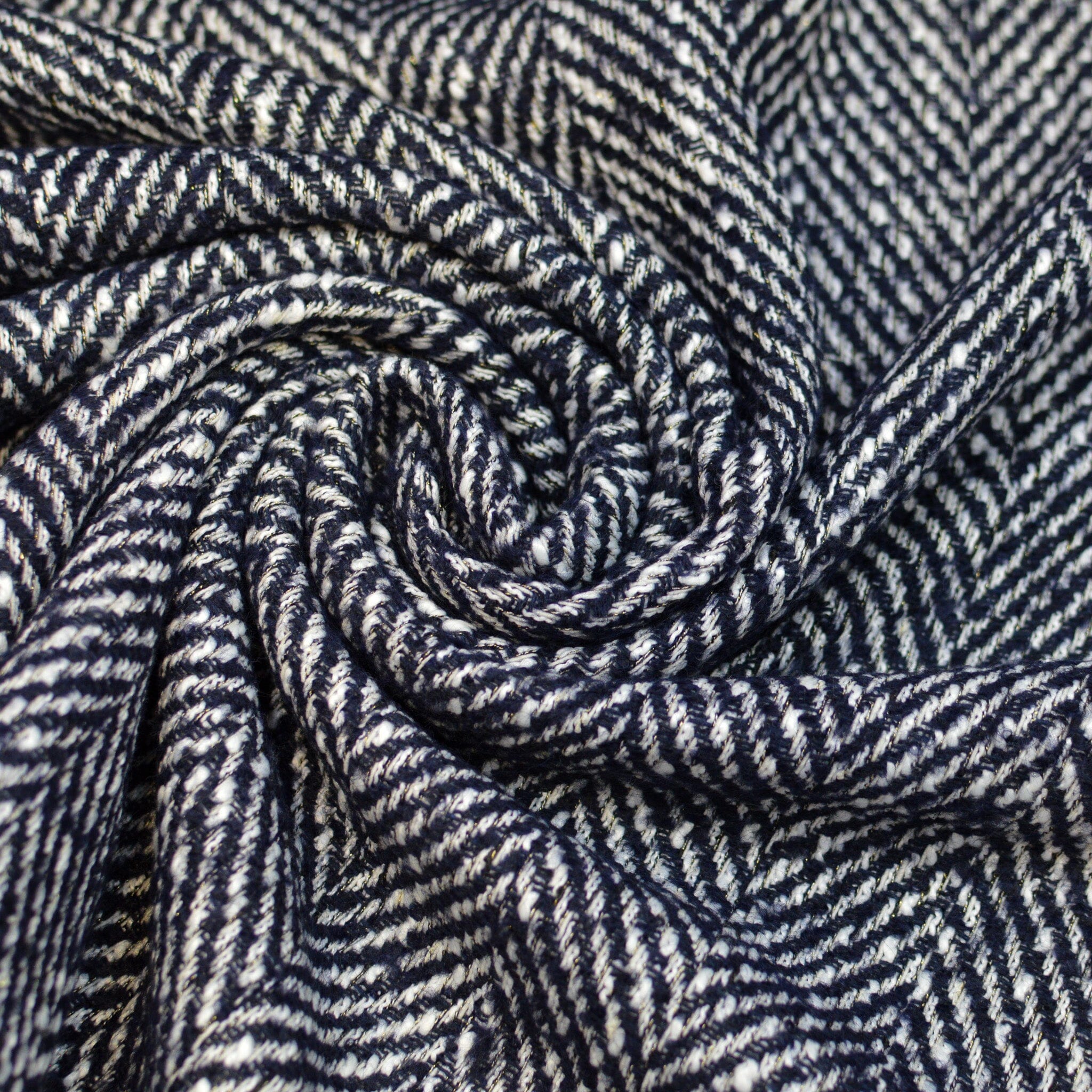 Recycling Mantelstoff - Fischgrät - Blau grau Fabric poshpinks