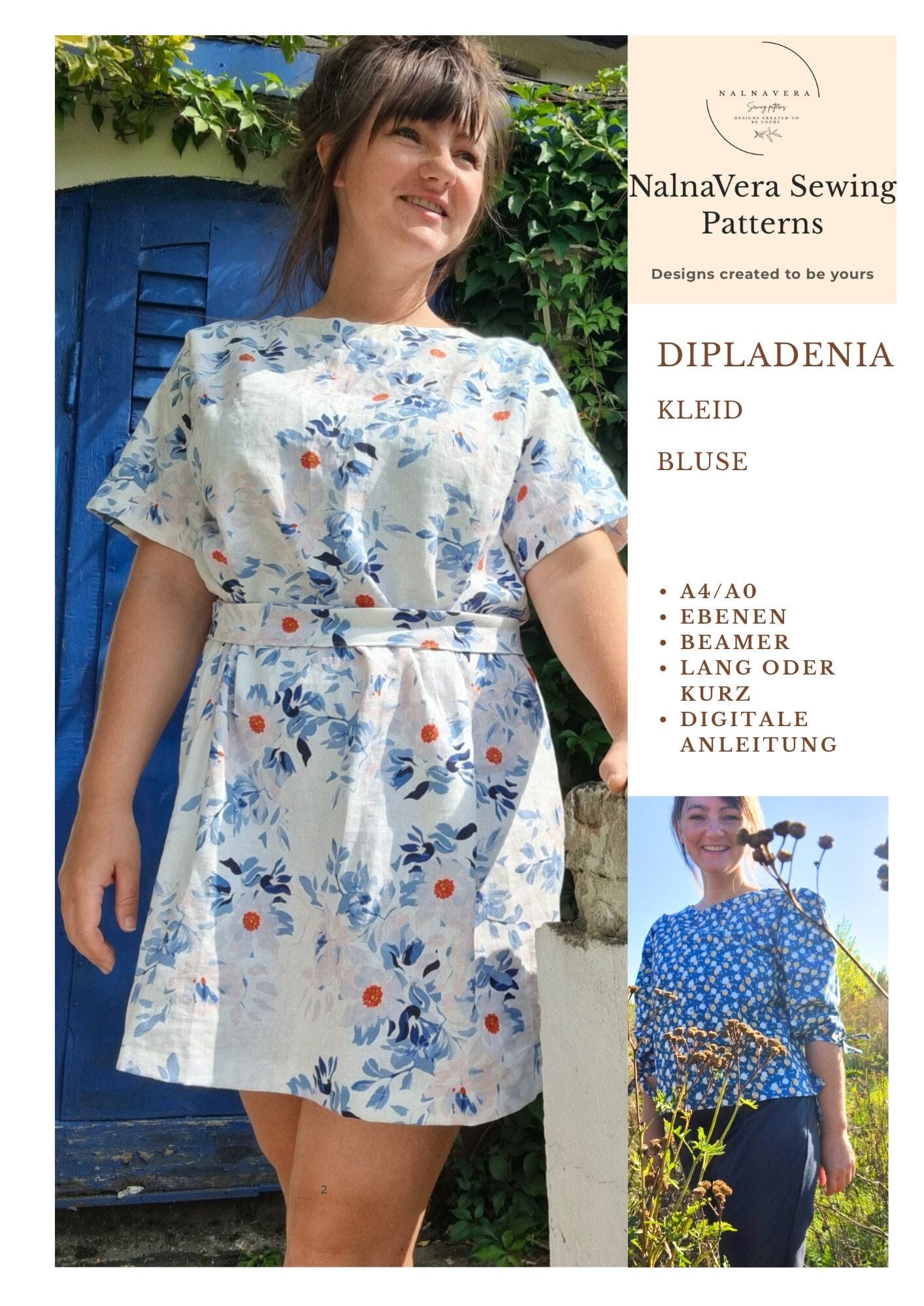 Nalnavera Papierschnittmuster - Dipladenia - Kleid/Bluse Schnittmuster poshpinks