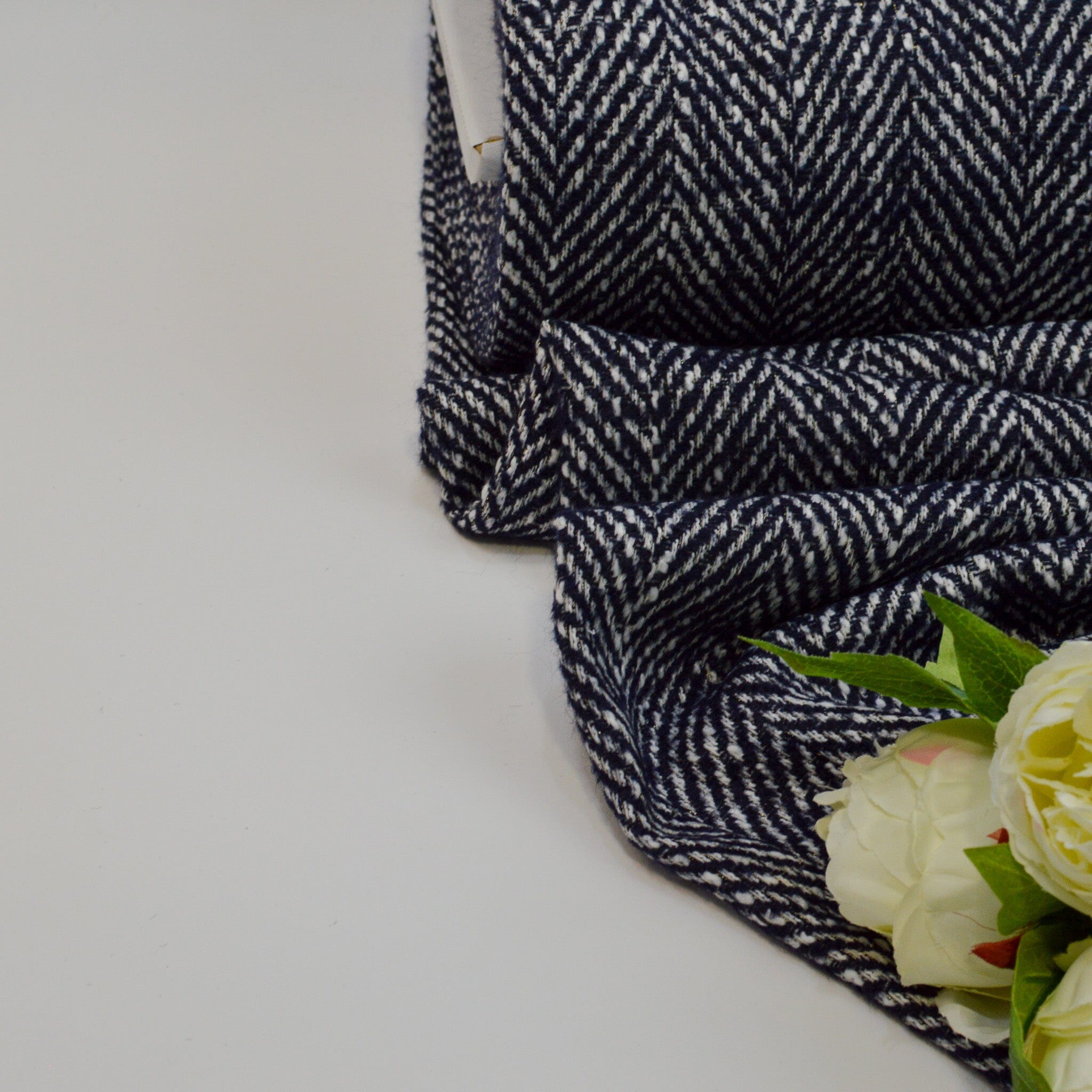Recycling Mantelstoff - Fischgrät - Blau grau Fabric poshpinks