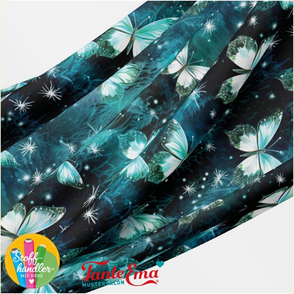 Vorbestellung - Stoffhändler mit Herz Eigenproduktion - Winterschmetterlinge by Tante Ema - French Terry Fabric poshpinks
