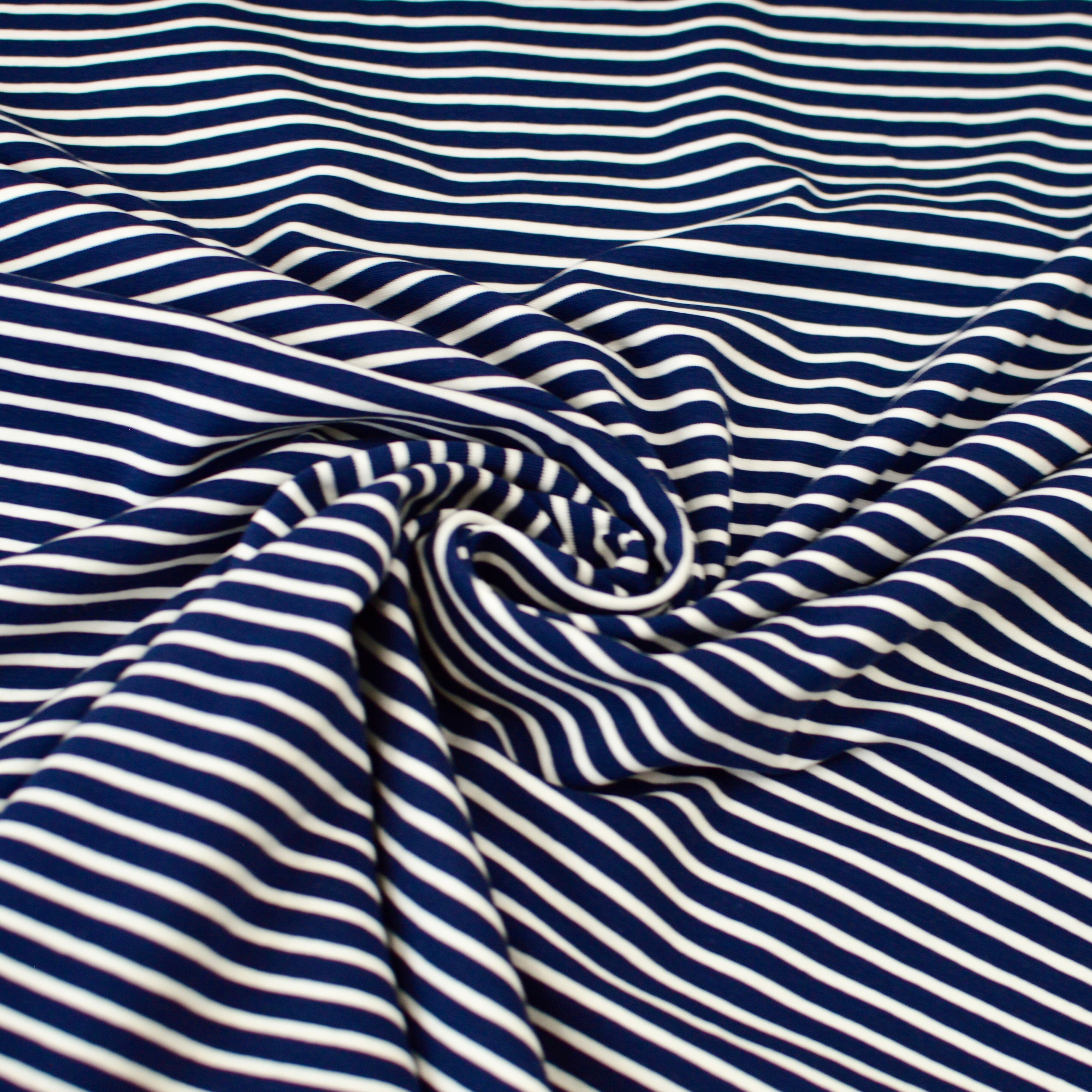 Baumwolljersey - Streifen/Ringel dunkelblau weiß Fabric poshpinks
