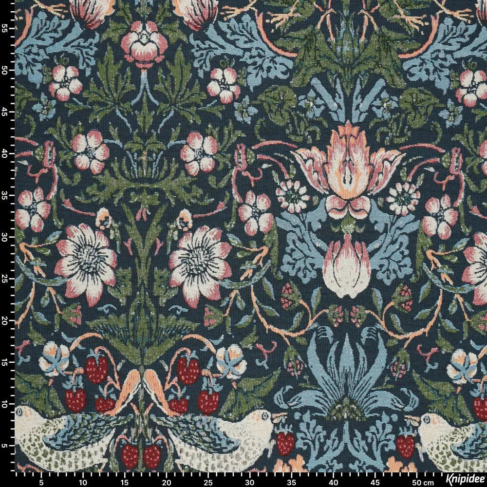 Gobelin / Jacquard / Dekostoff - Tapestry Vintage Birds blue Fabric poshpinks