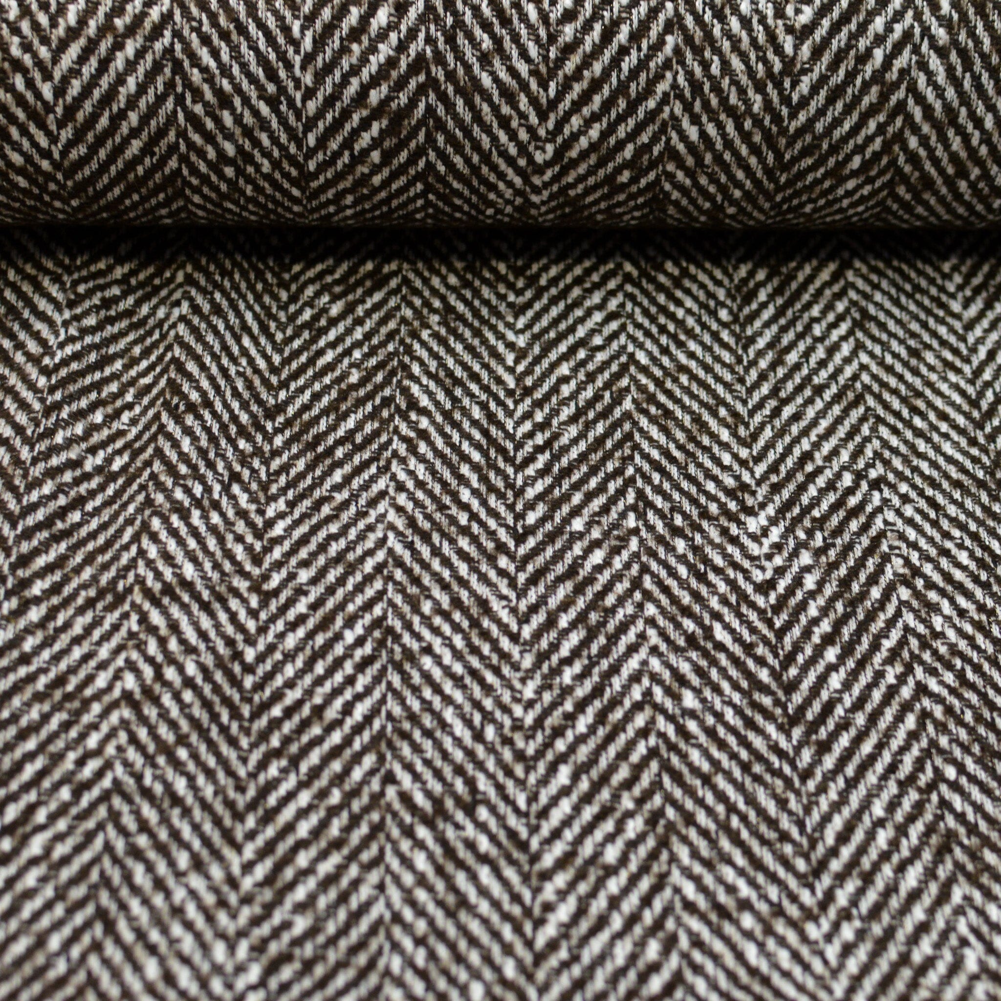 Recycling Mantelstoff - Fischgrät - Braun grau Fabric poshpinks