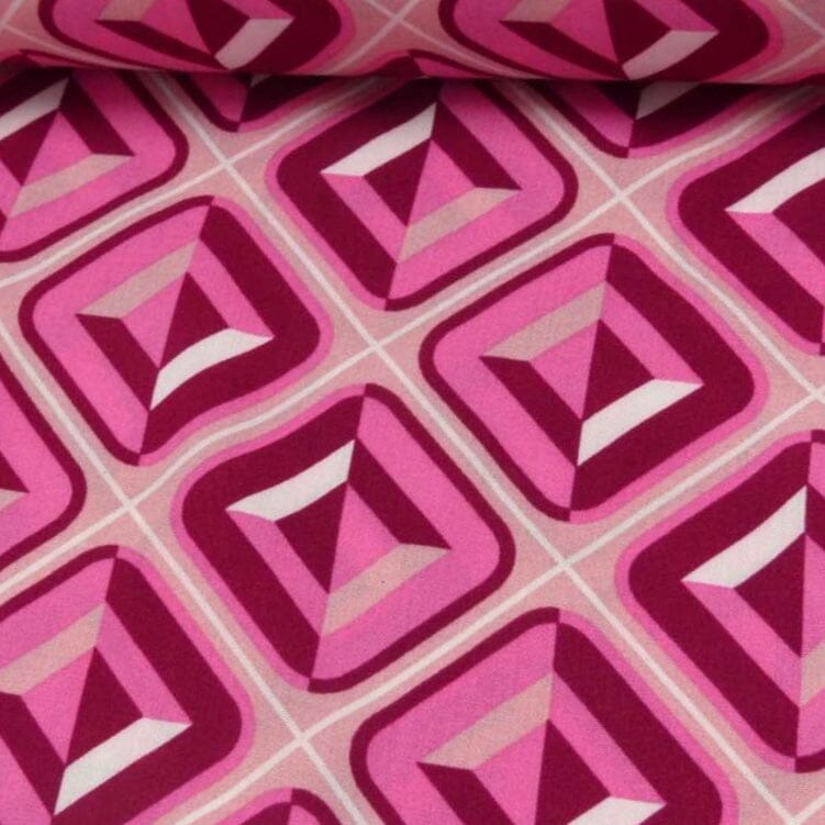 Viskose Webware- Graphic Cubes - pink Fabric poshpinks