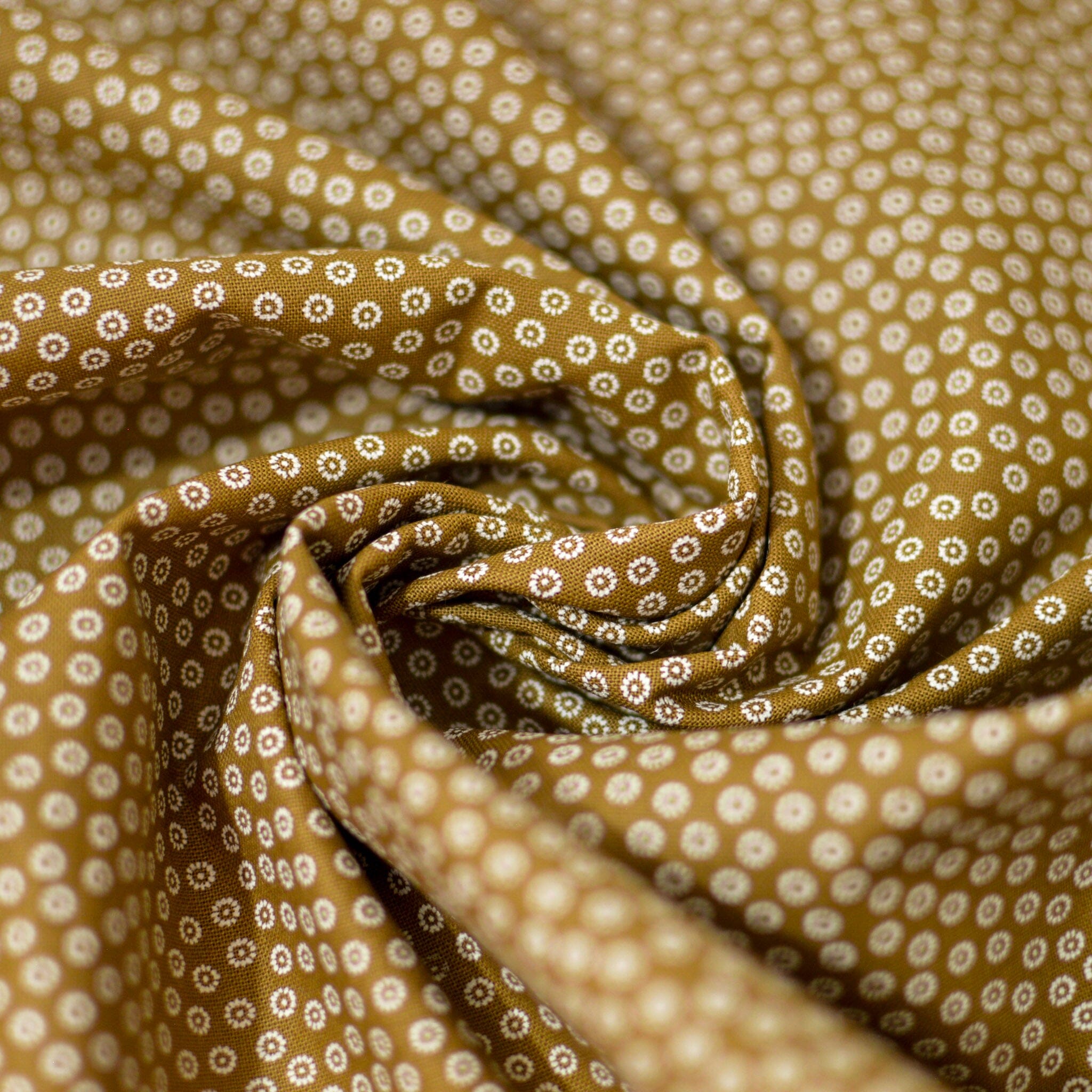 Baumwolle - Popeline - kleine Kreise Ocker Fabric poshpinks