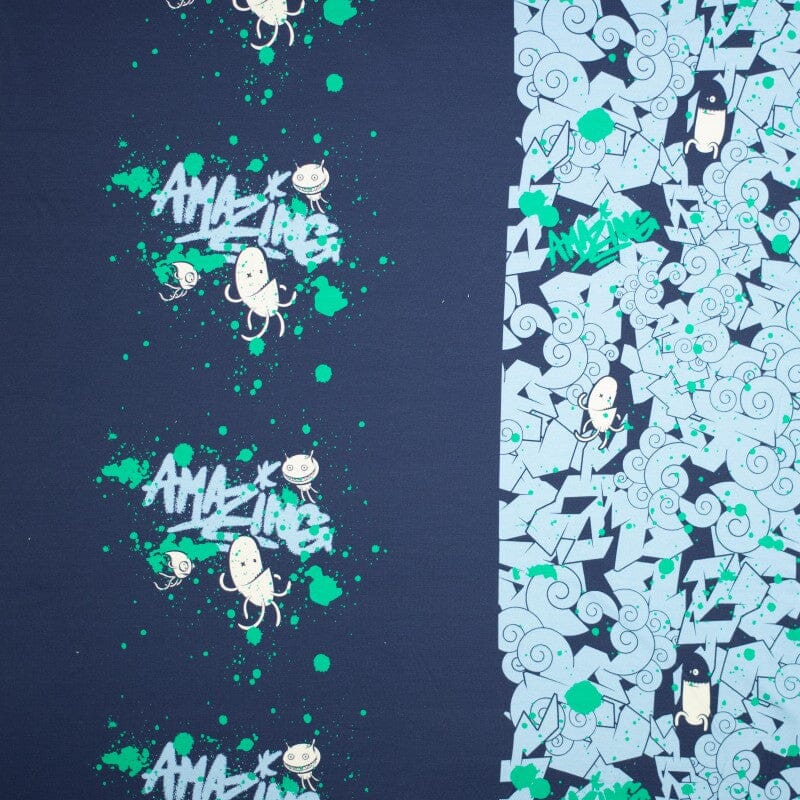 French Terry - Panel - Amazing Graffit - Blue / Navy Fabric poshpinks