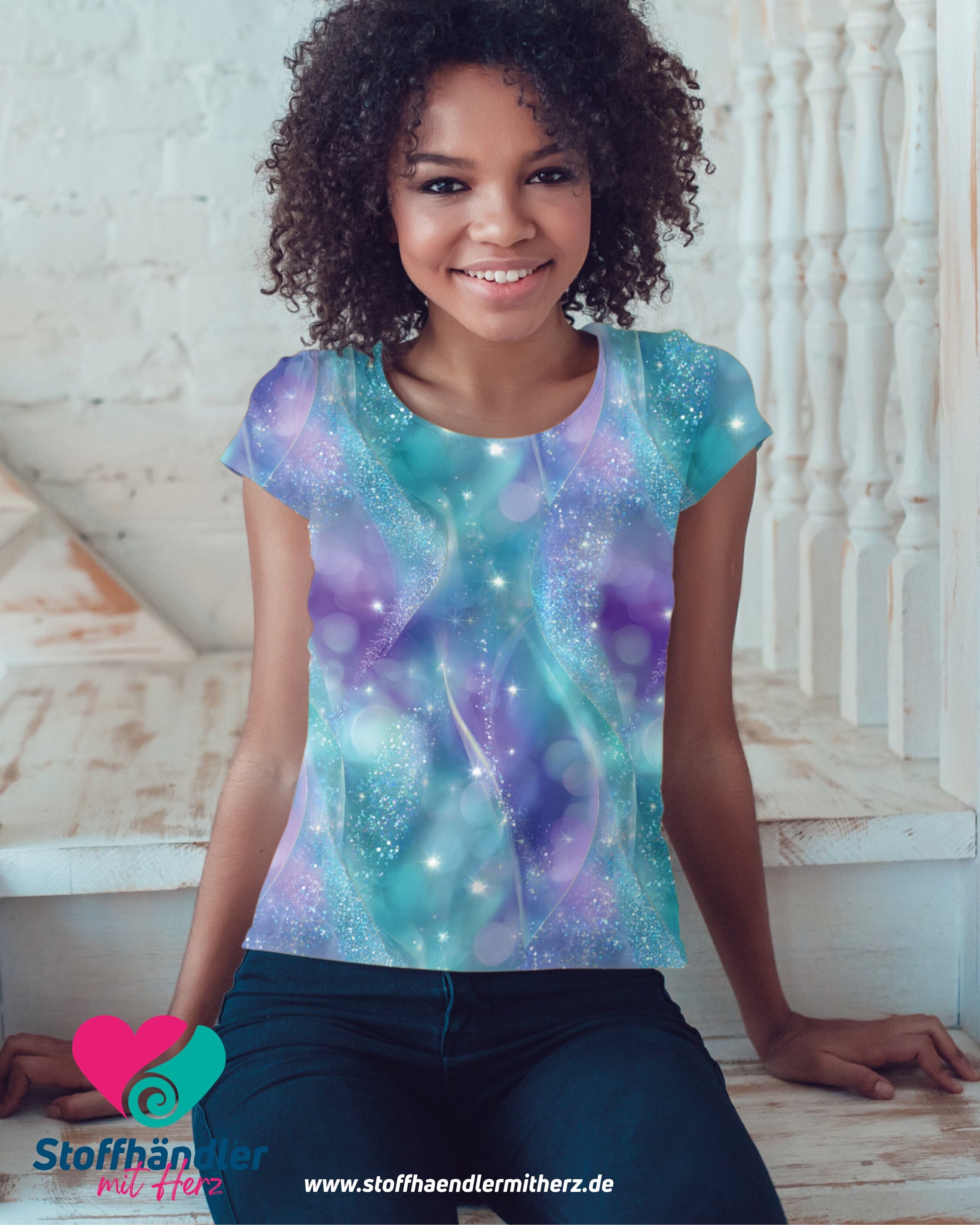 Vorbestellung - Stoffhändler mit Herz Eigenproduktion 19 - Bluebell Breeze by Tante Ema - Baumwolljersey Fabric poshpinks