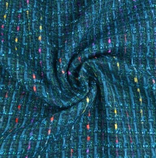 Mantelstoff Chenille - petrolblau bunt Fabric poshpinks