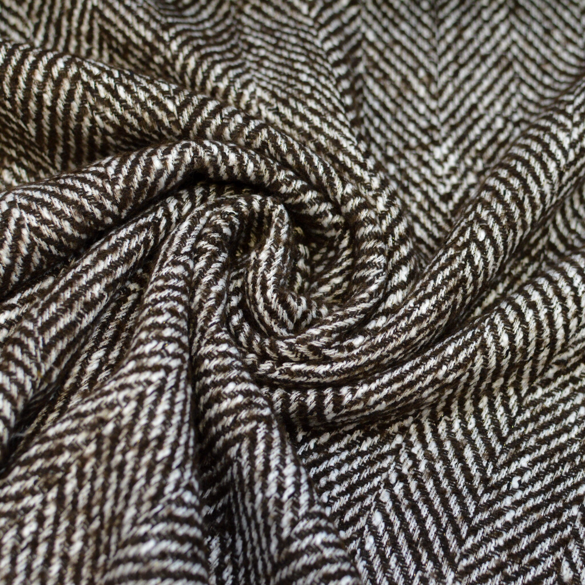 Recycling Mantelstoff - Fischgrät - Braun grau Fabric poshpinks