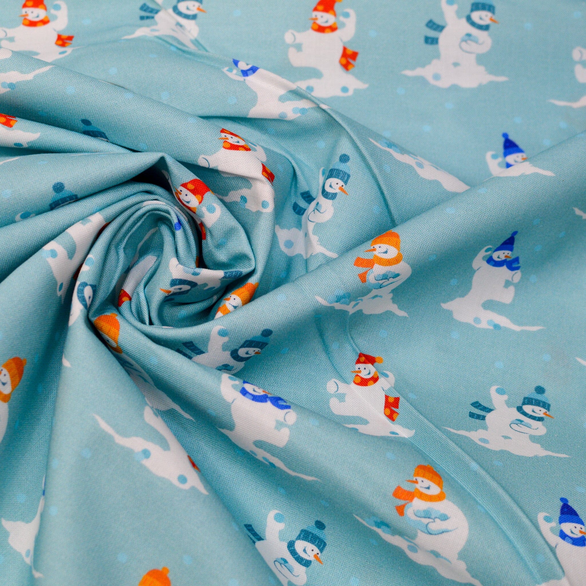 Baumwoll Popeline - Tante EMA - Snowman eisblau Fabric poshpinks