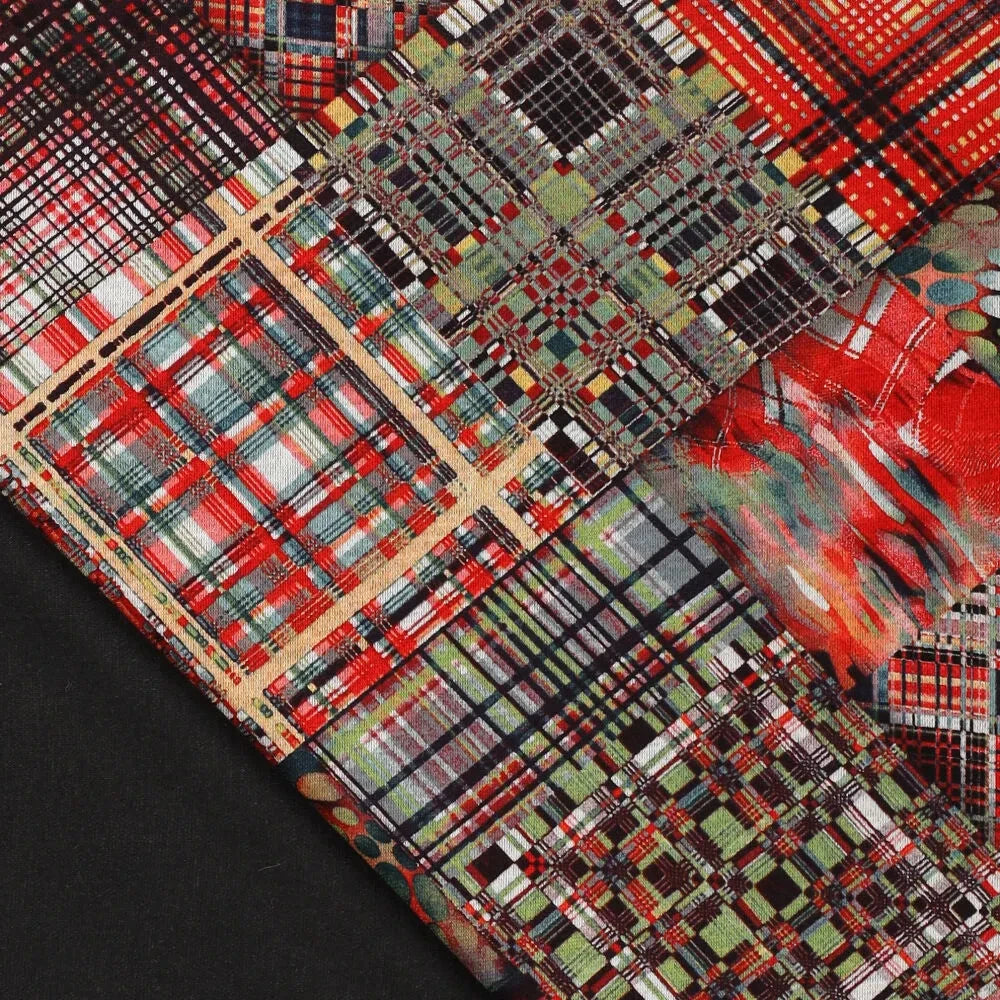 Punta Jersey - Fashion Fantasy rot bunt kariert Fabric poshpinks