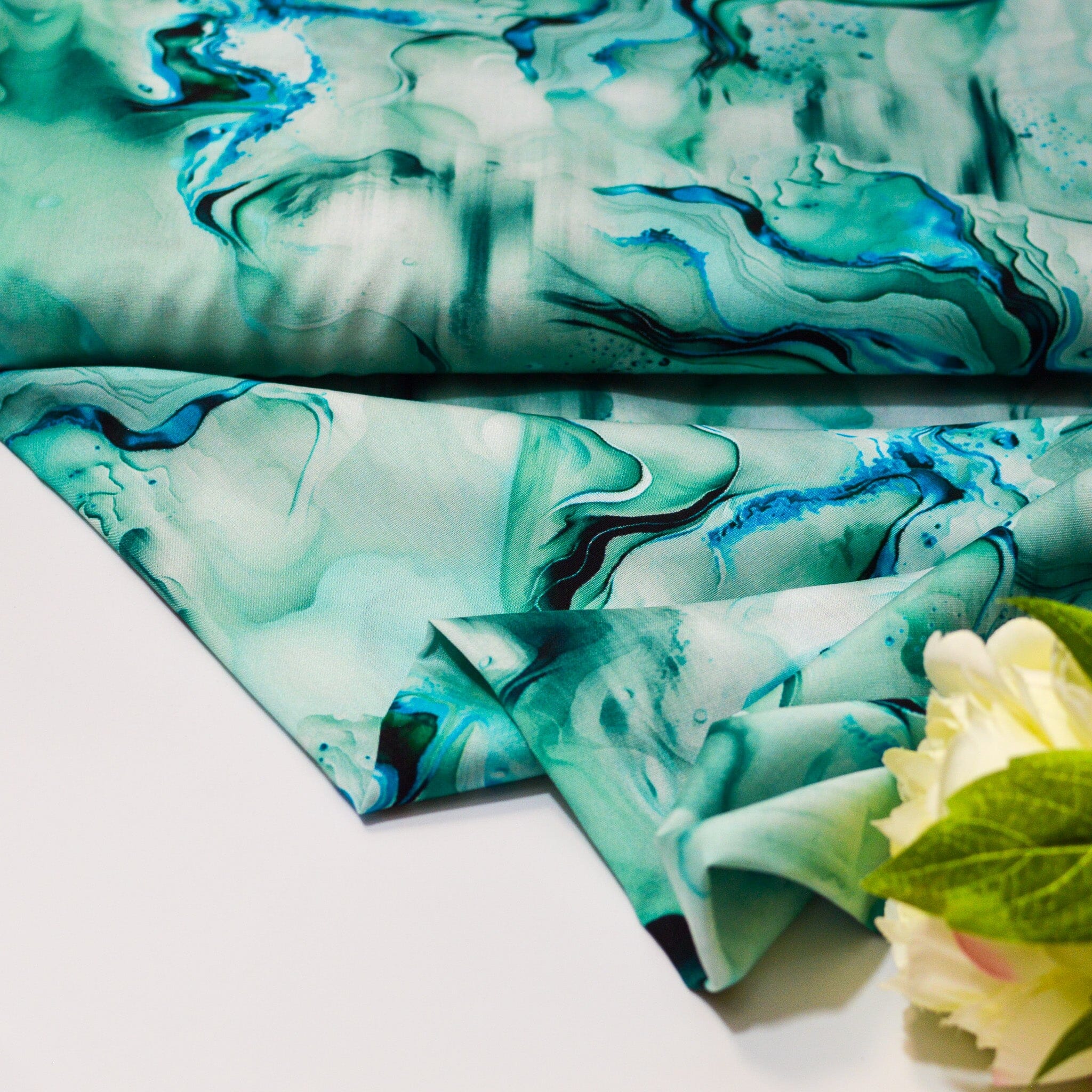Viskose - Abstract Liquid - mint Fabric poshpinks