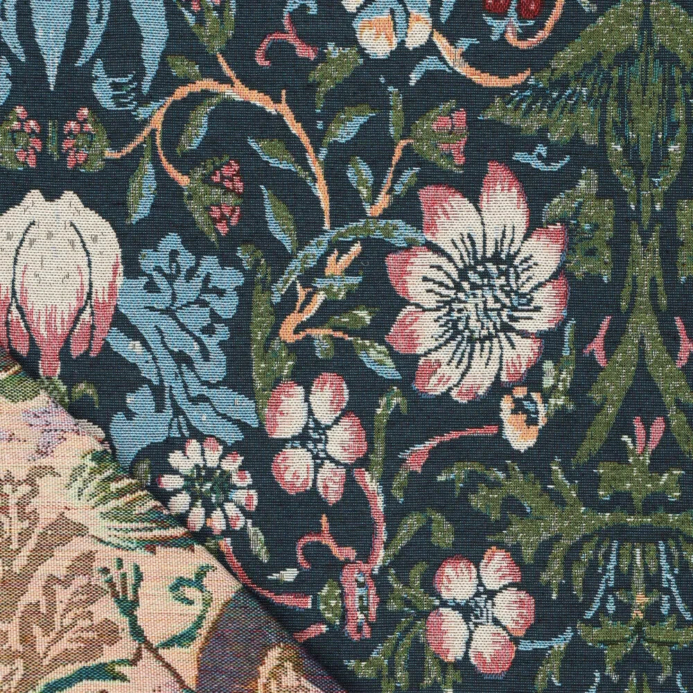 Gobelin / Jacquard / Dekostoff - Tapestry Vintage Birds blue Fabric poshpinks
