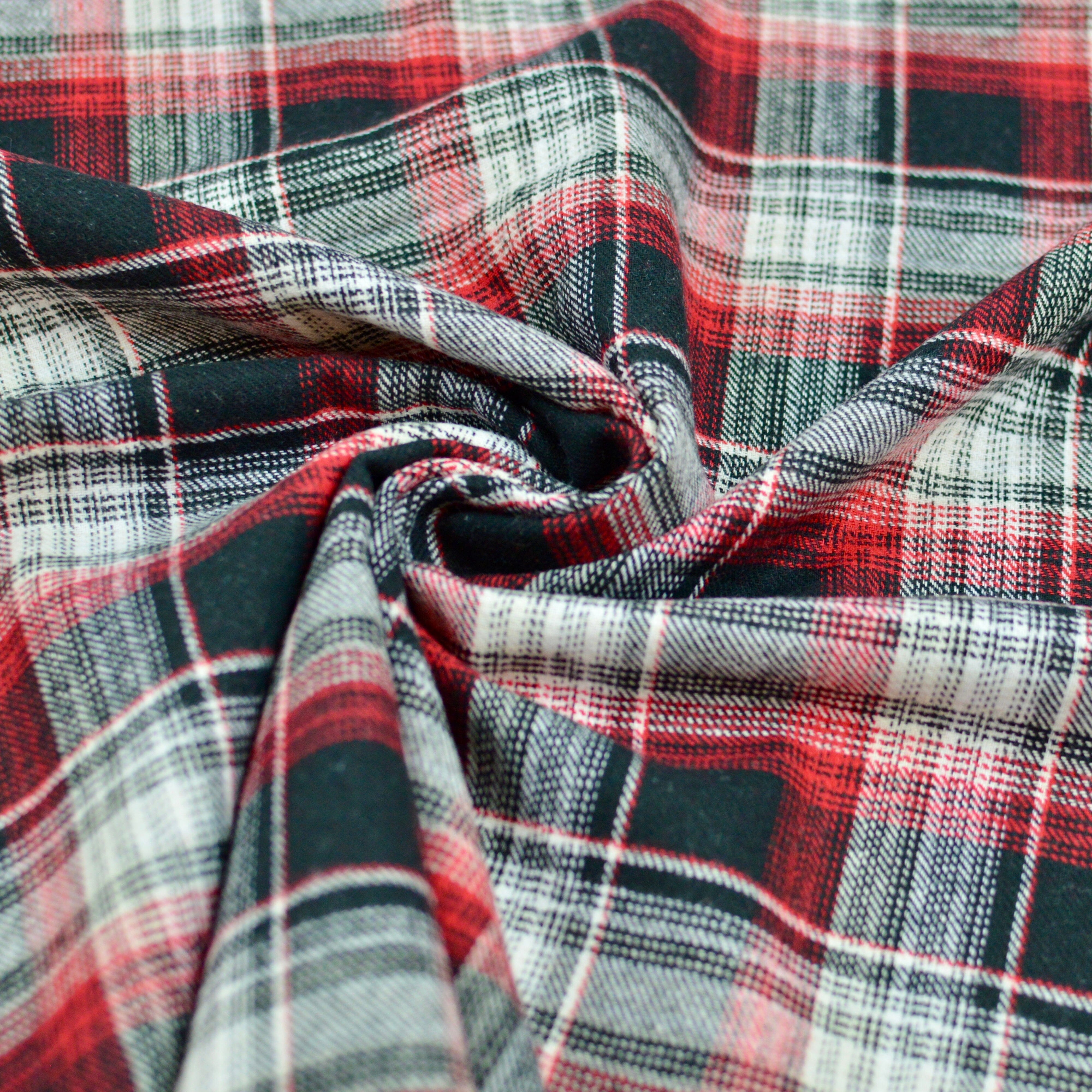 Baumwoll Flanell - rot schwarz kariert Fabric poshpinks