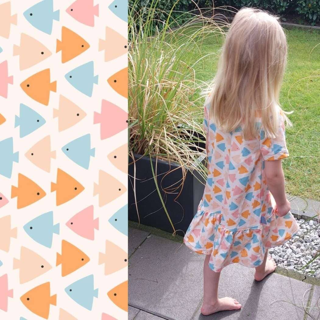 Baumwolljersey - Strandtag - Fische Fabric poshpinks
