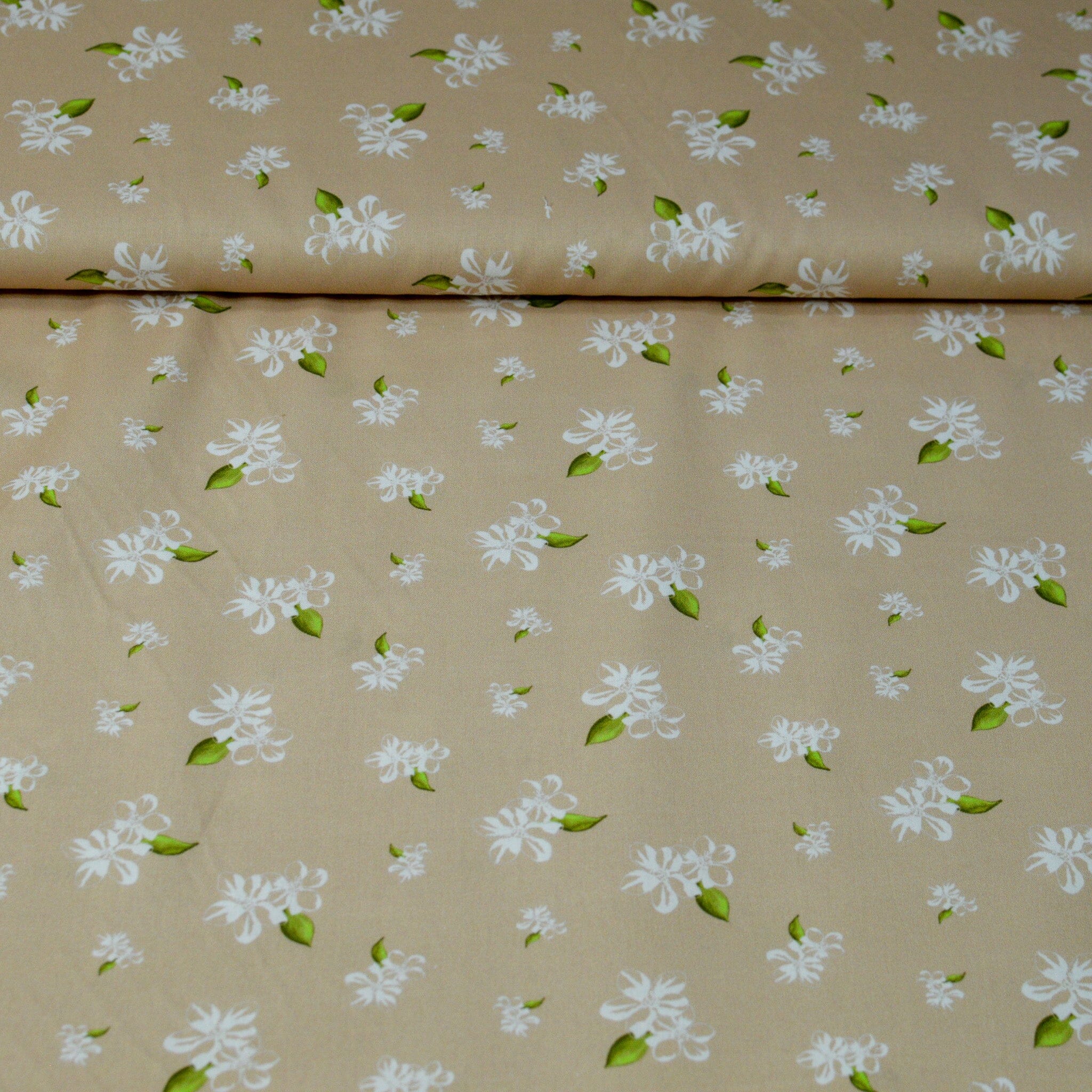 Baumwoll Popeline - Blütenspiel - beige Fabric poshpinks