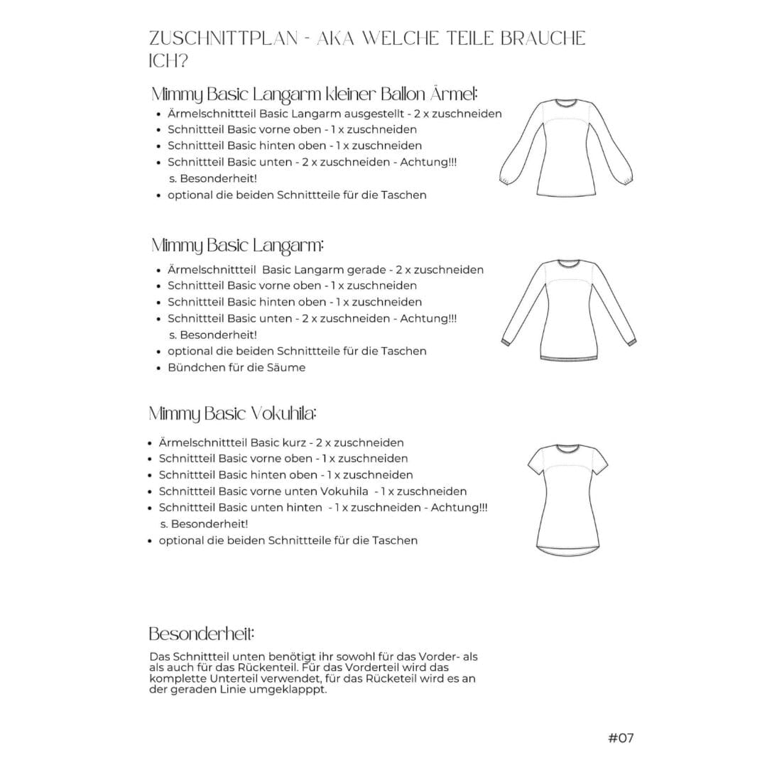 Mimmy Klassik Basic 32-44 Schnittmuster poshpinks