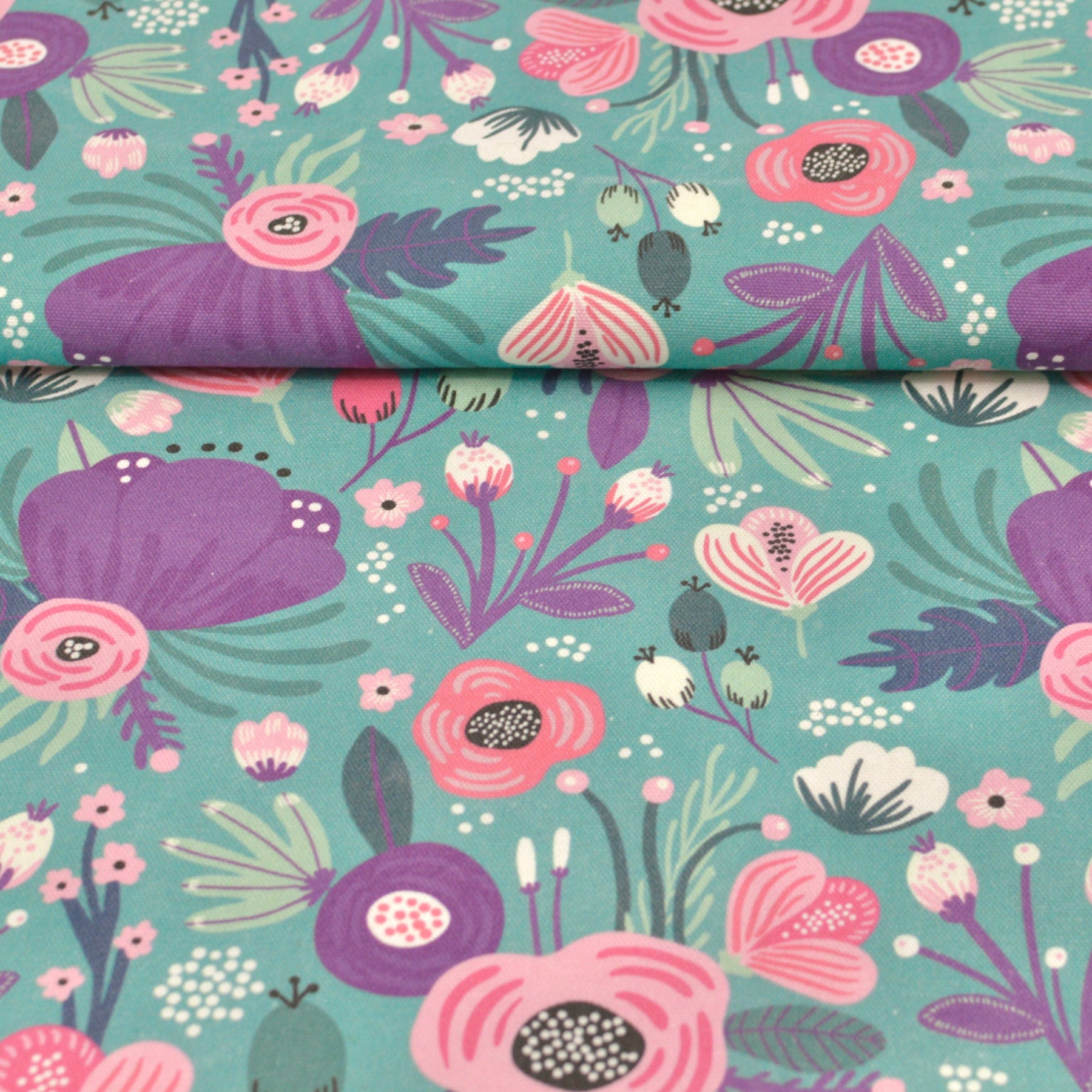 Pre - Order Tender recycling Canvas " Primavera " Blumen auf grün Fabric poshpinks