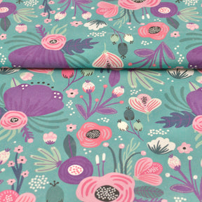Pre - Order Tender recycling Canvas " Primavera " Blumen auf grün Fabric poshpinks
