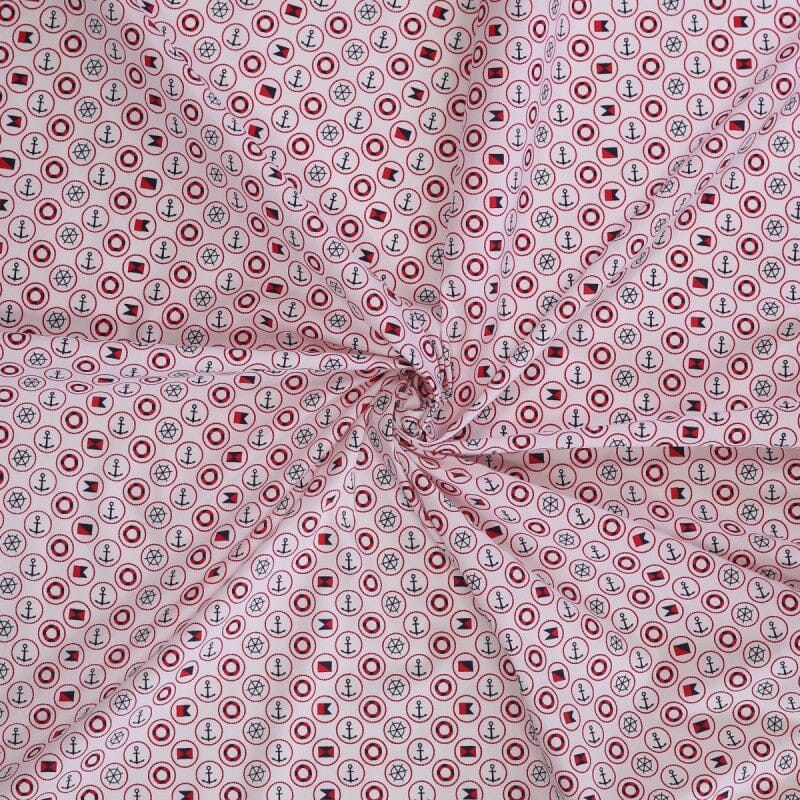 Baumwoll Webware - Maritim - rot blau Weis Fabric poshpinks
