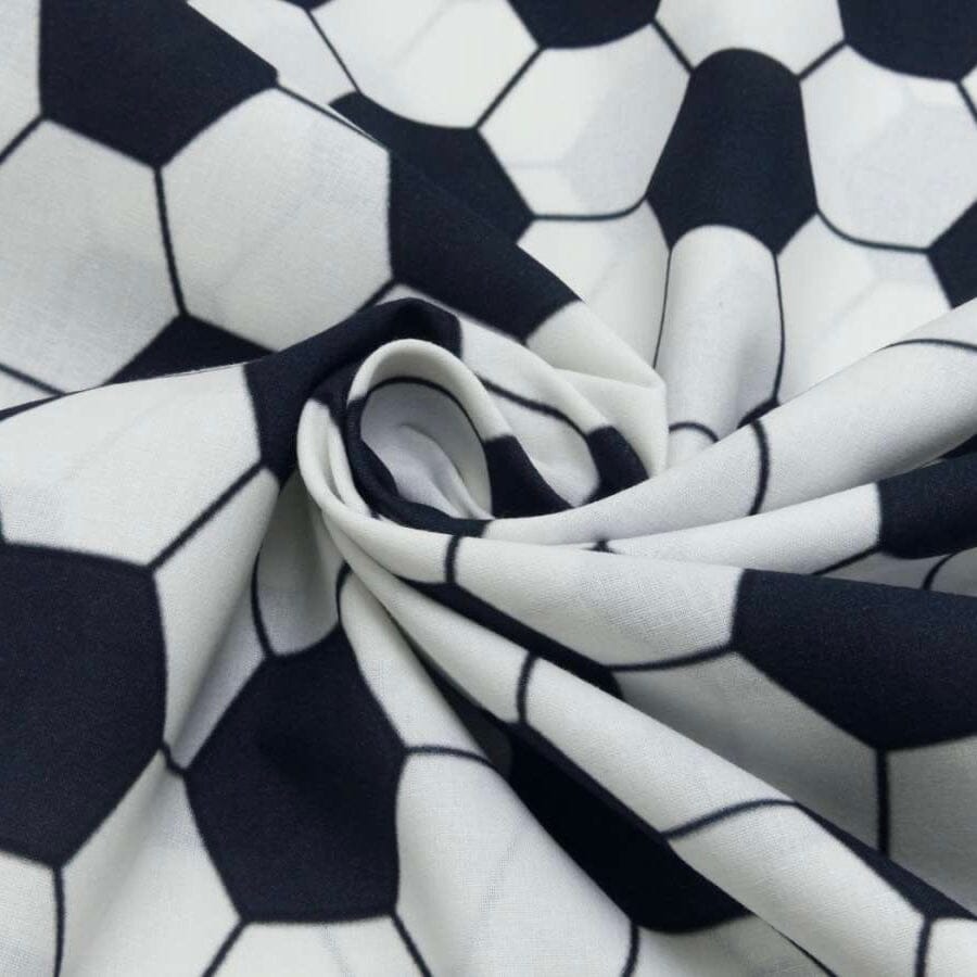 Baumwollstoff - Popeline - Fußball - Weiß Schwarz Fabric poshpinks