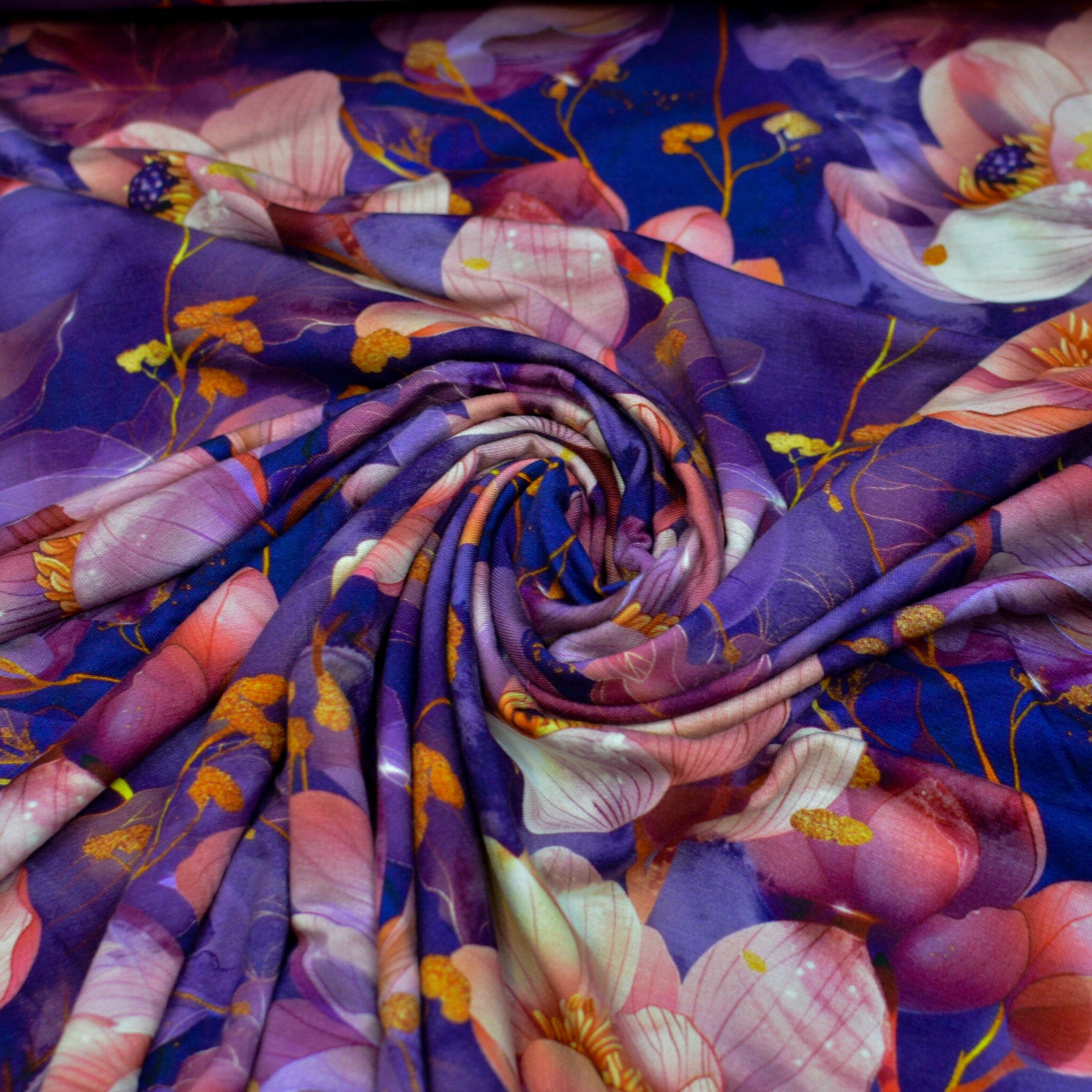 Bambusjersey - Poppies - Blumen - lila rose Fabric poshpinks
