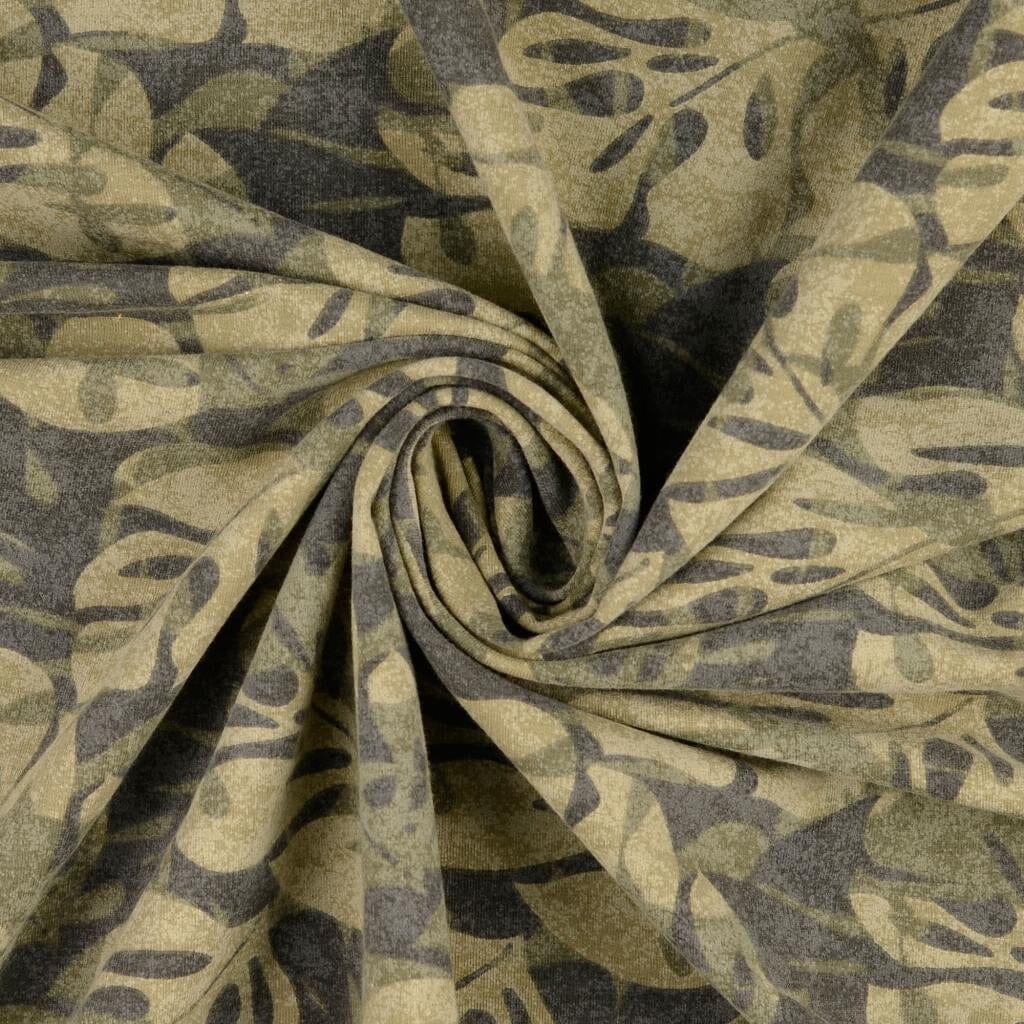 Sweatstoff - Blätter Oliv Fabric poshpinks