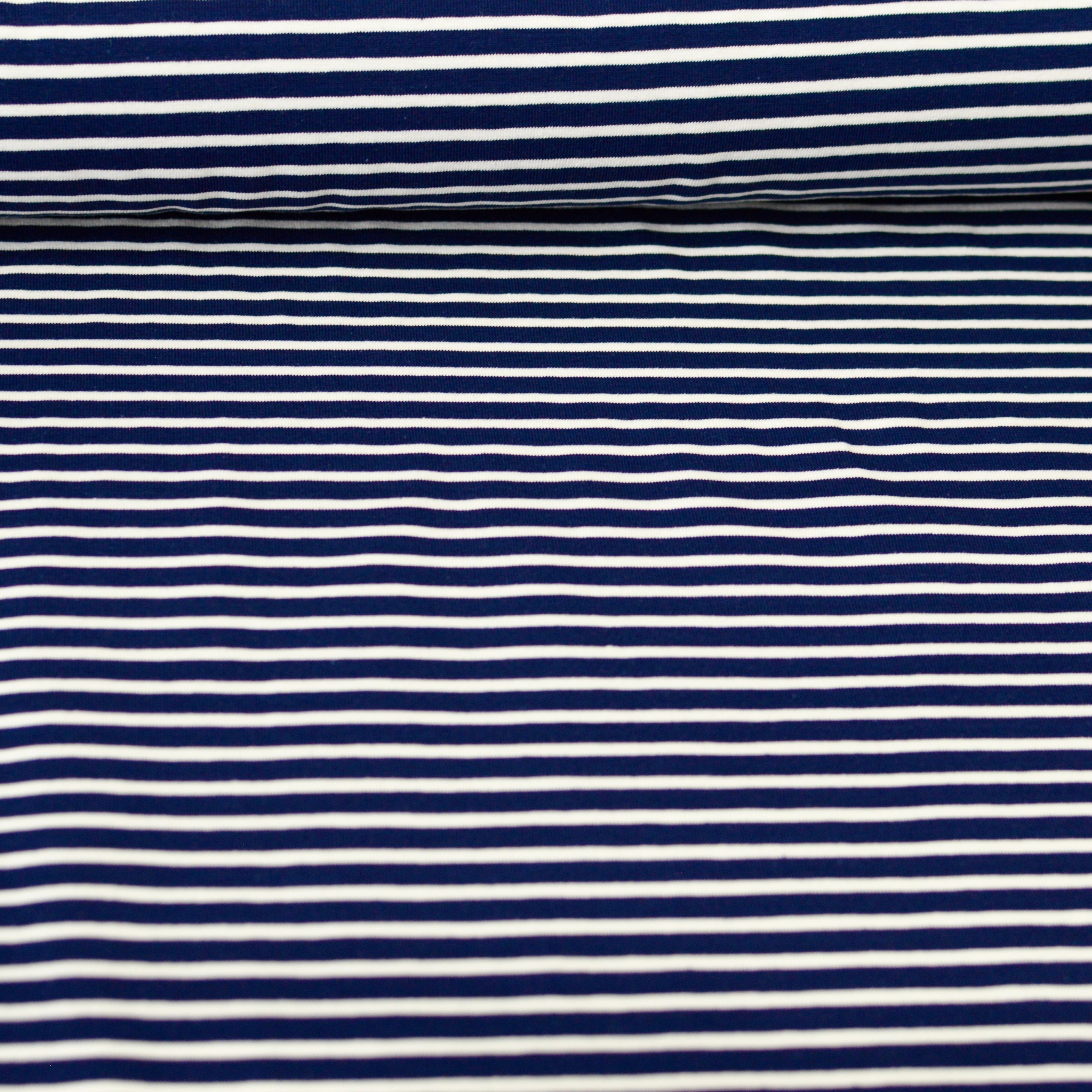 Baumwolljersey - Streifen/Ringel dunkelblau weiß Fabric poshpinks