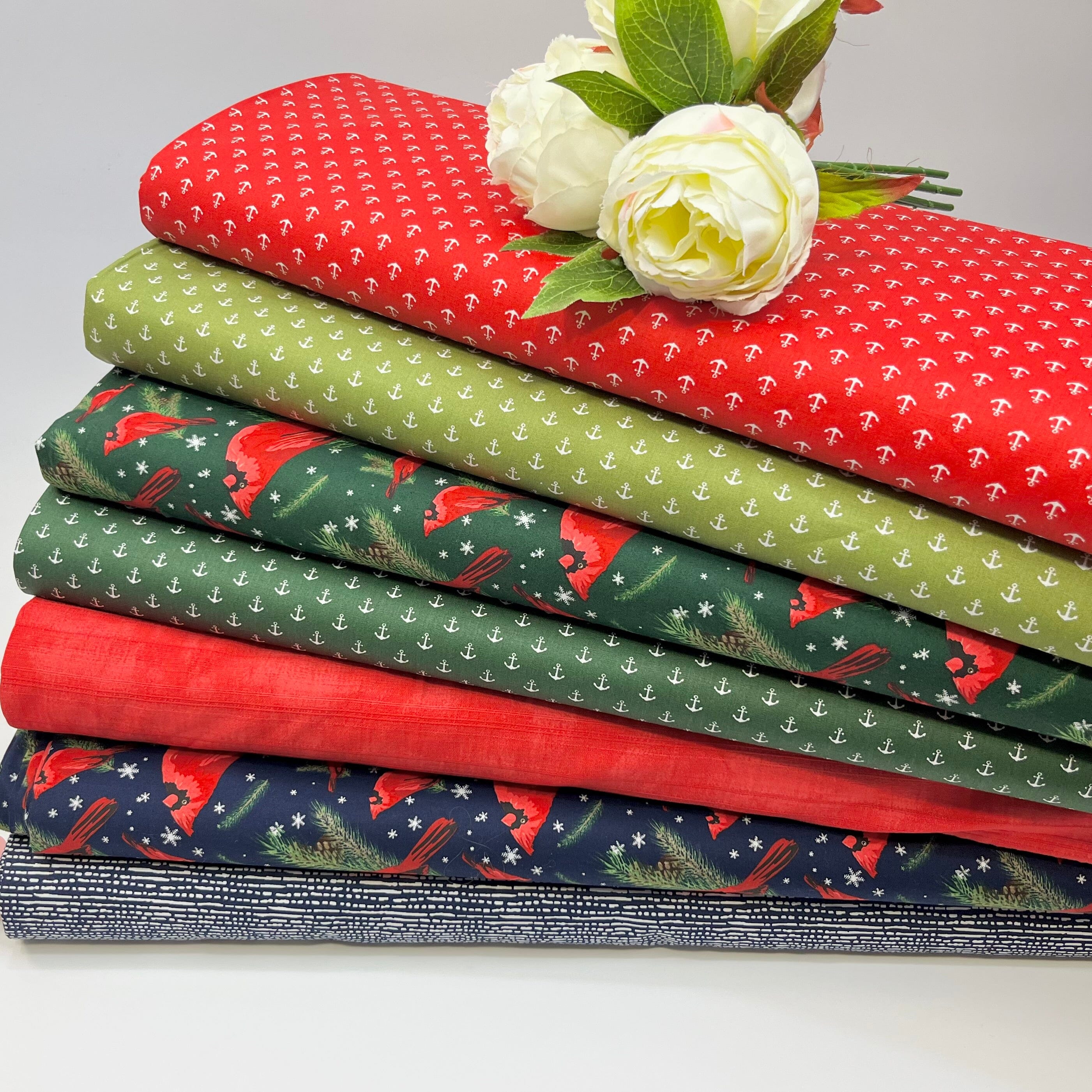 Baumwoll Popeline Anker - Mini - rot weiß Fabric poshpinks