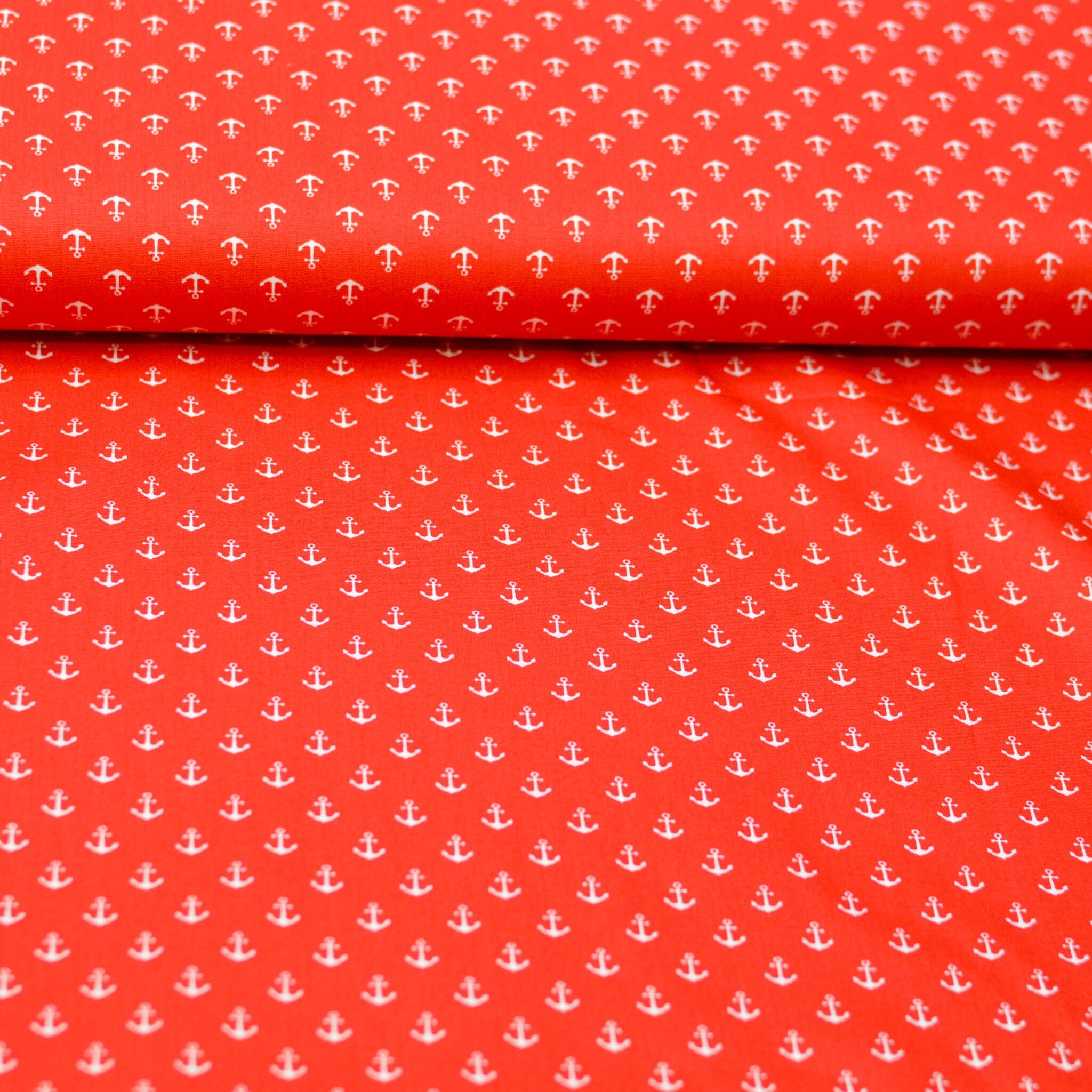 Baumwoll Popeline Anker - Mini - rot weiß Fabric poshpinks